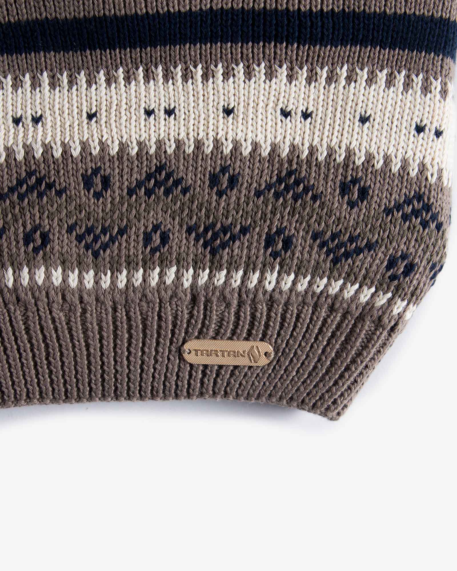 کلاه و شال گردن و دستکش بدون انگشت بافت - خاکی - برند تارتن