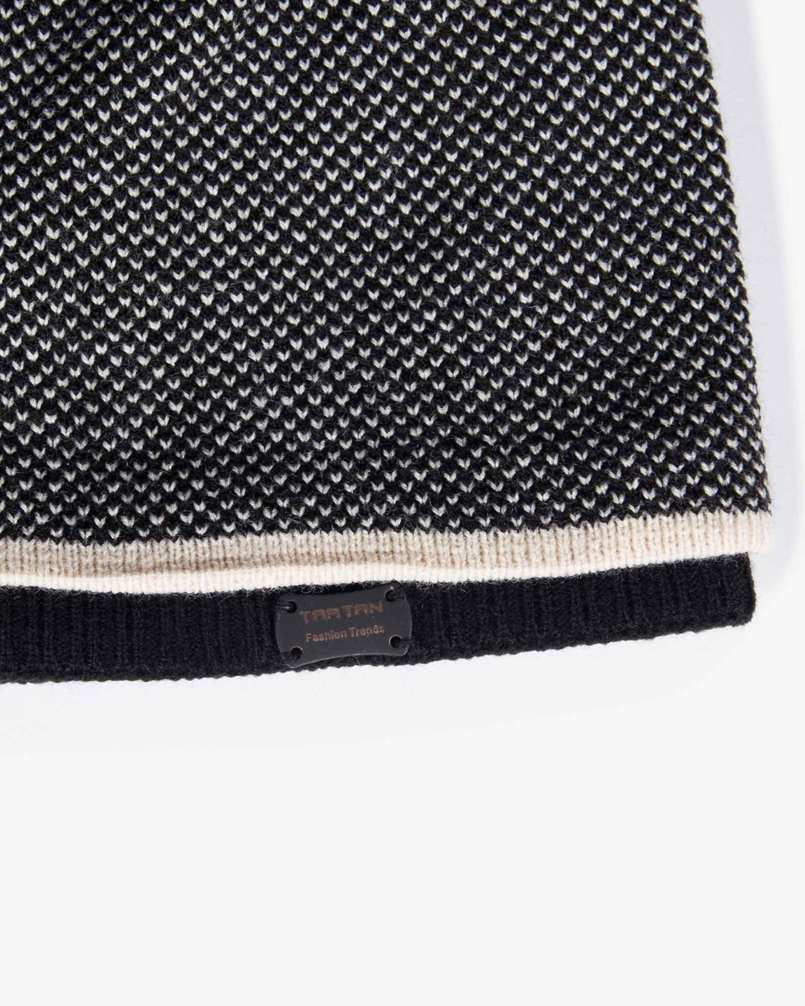 کلاه و شال گردن و دستکش بدون انگشت بافت - دودی تیره - کلاه