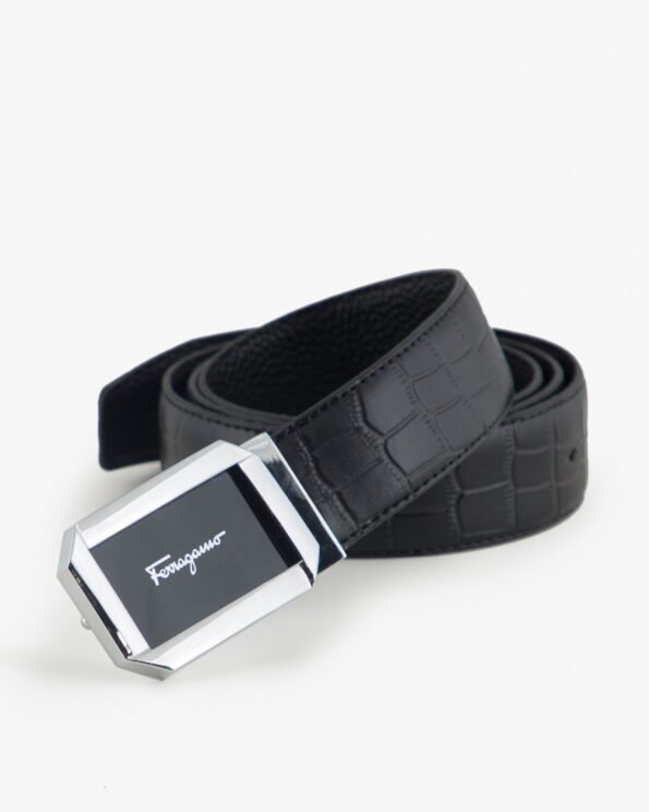 کمربند طرح دار مردانه مشکی - مشکی