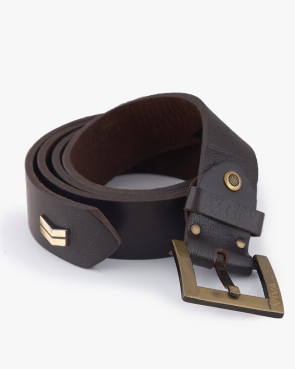 کمربند مردانه چرم مصنوعی پهن - قهوه ای