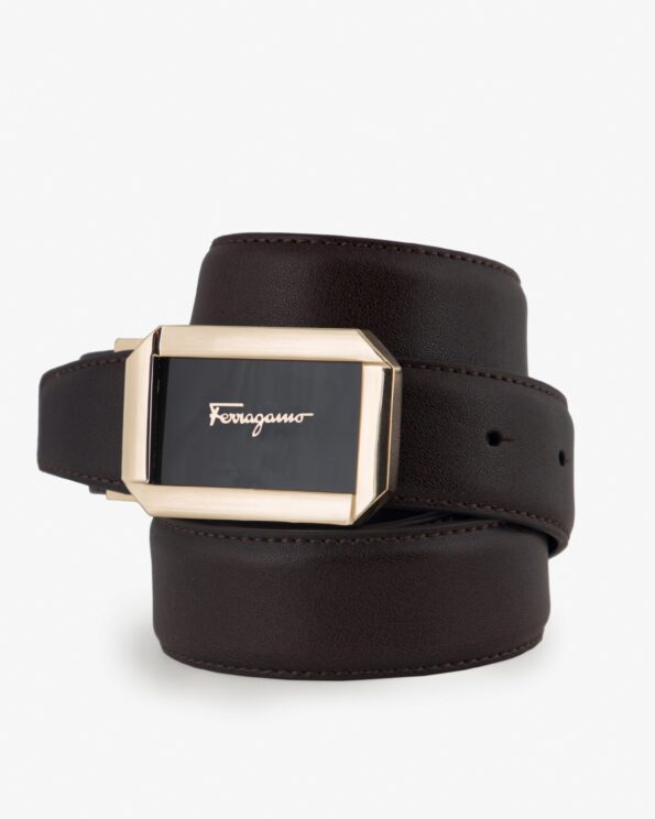 کمربند چرم مصنوعی مردانه قهوه ای - قهوه ای