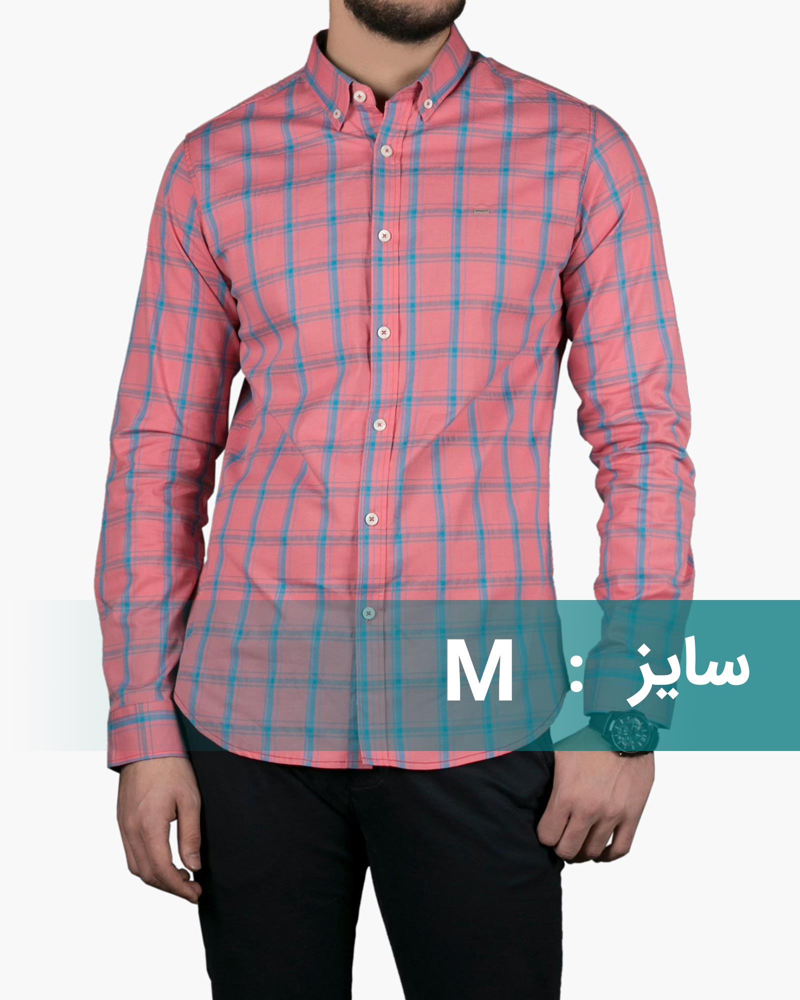 پیراهن آستین بلند چهارخونه مردانه (پوپلین)