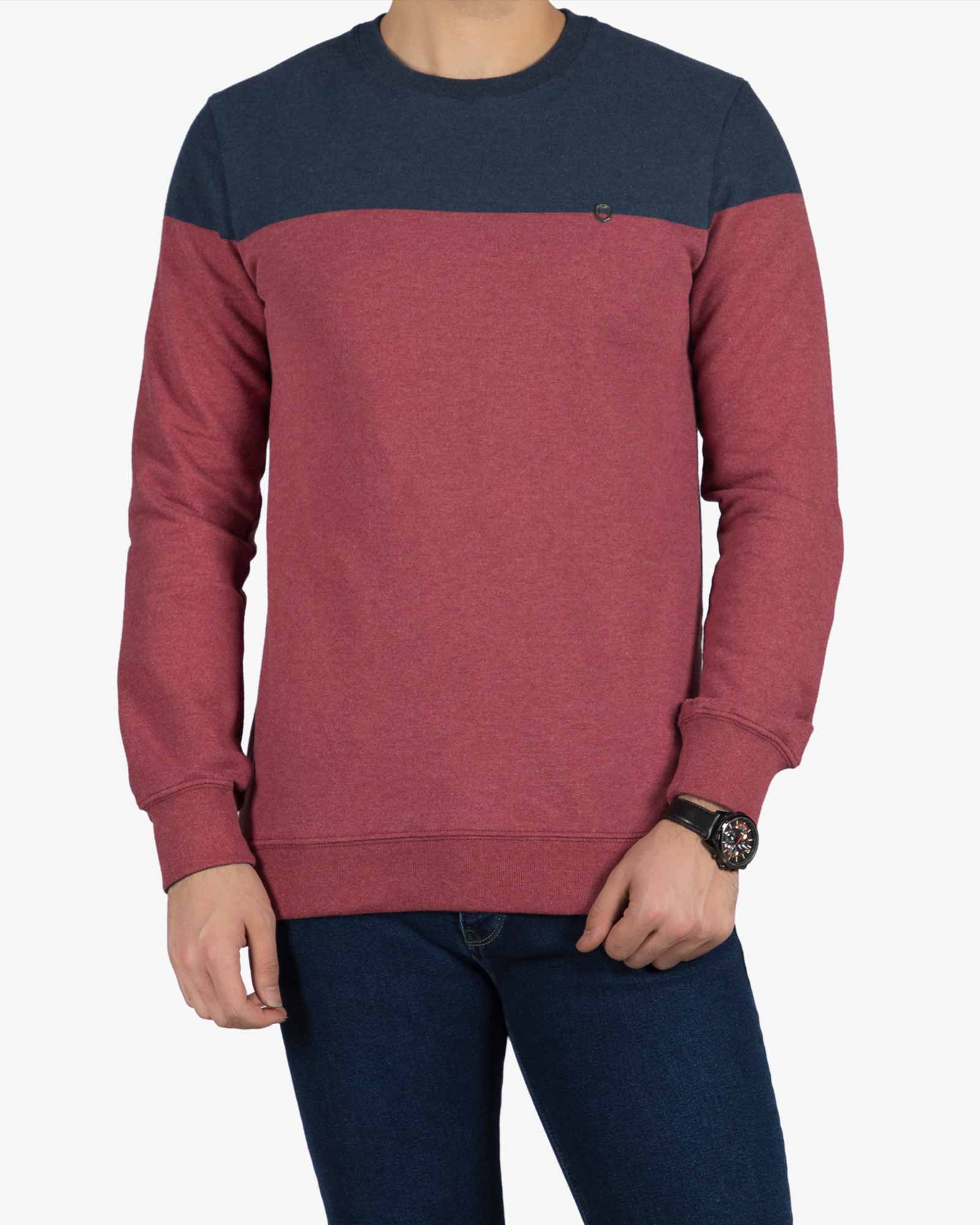 بلوز دو رنگ مردانه - جگری - رو به رو