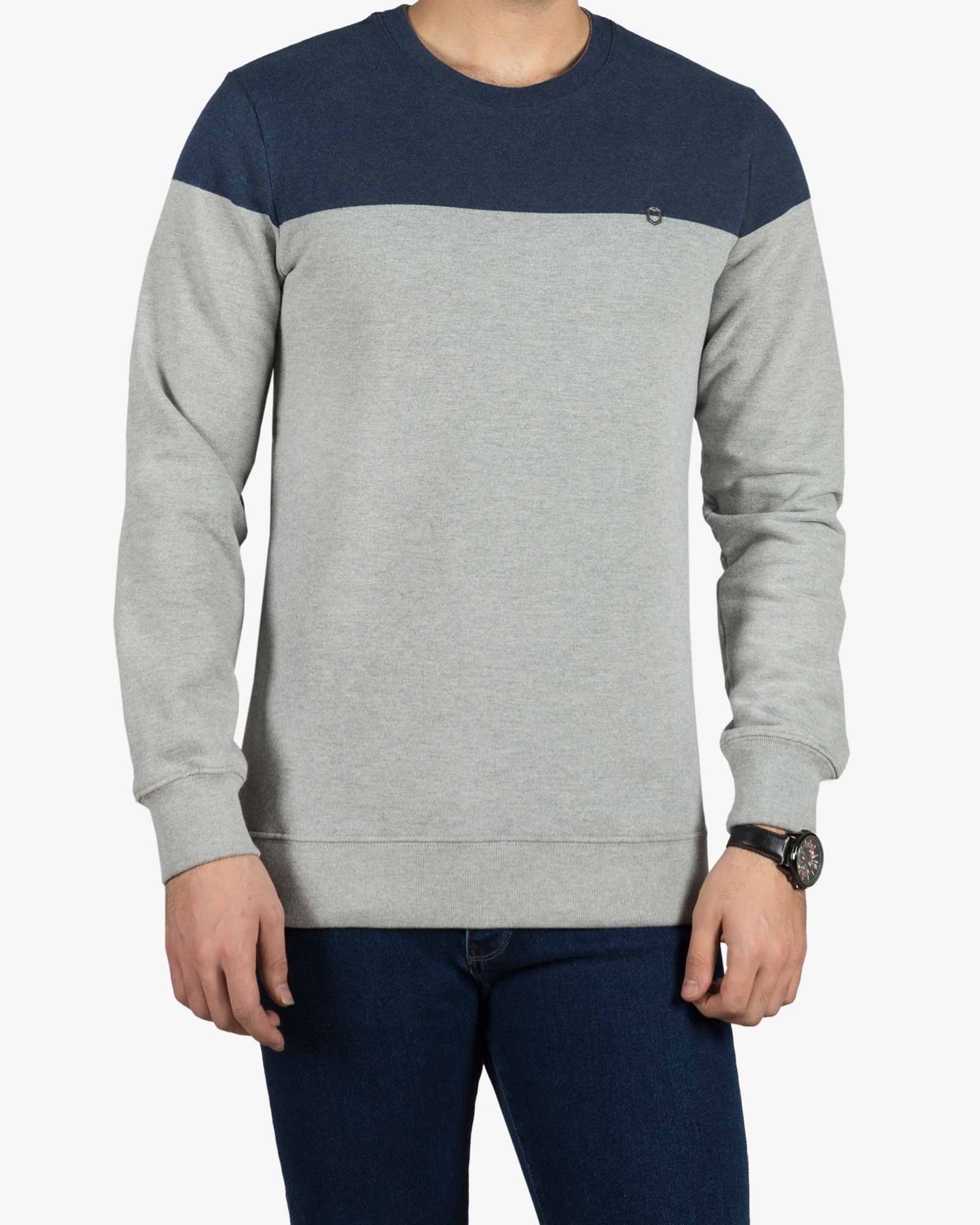 بلوز دو رنگ مردانه - طوسی کمرنگ - رو به رو