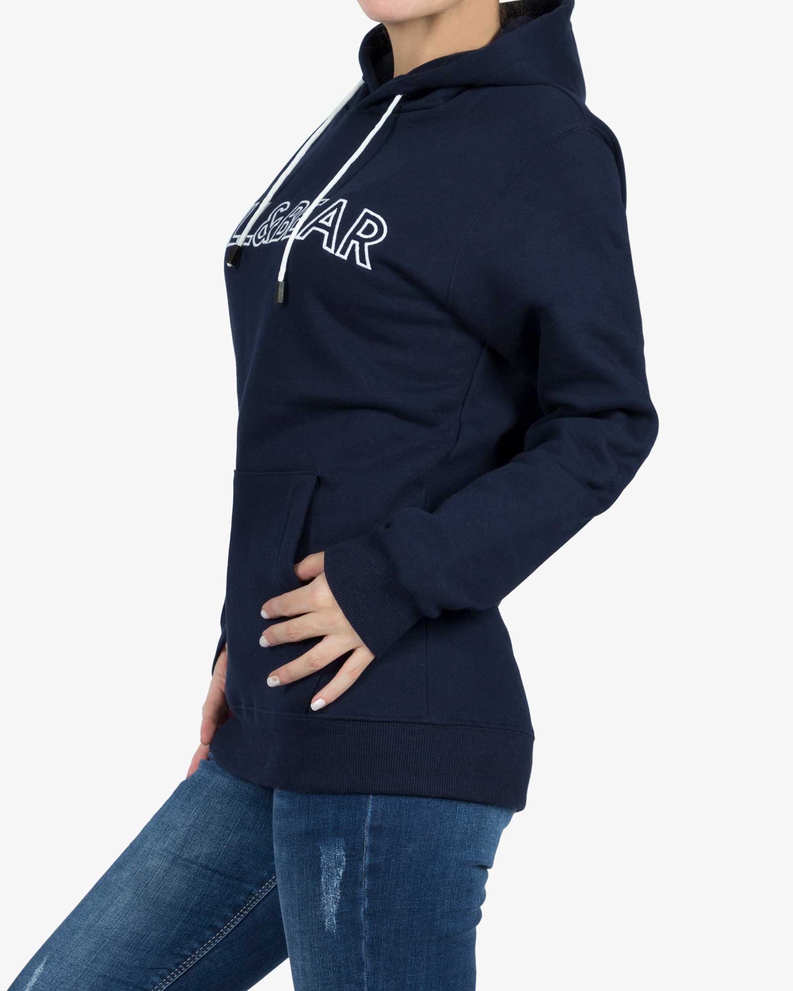 هودی دخترانه گشاد ساده - سرمه ای تیره - بغل