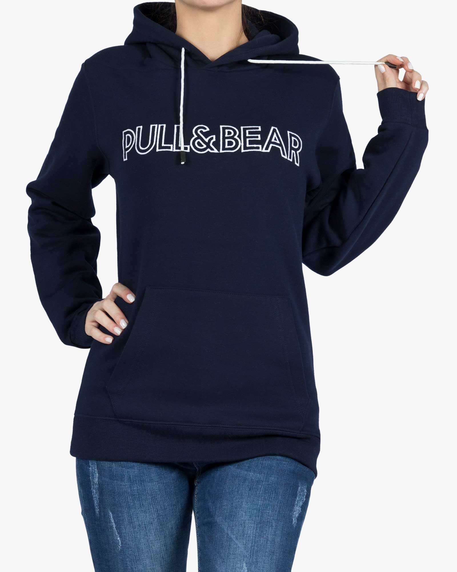 هودی دخترانه گشاد ساده - سرمه ای تیره - رو به رو