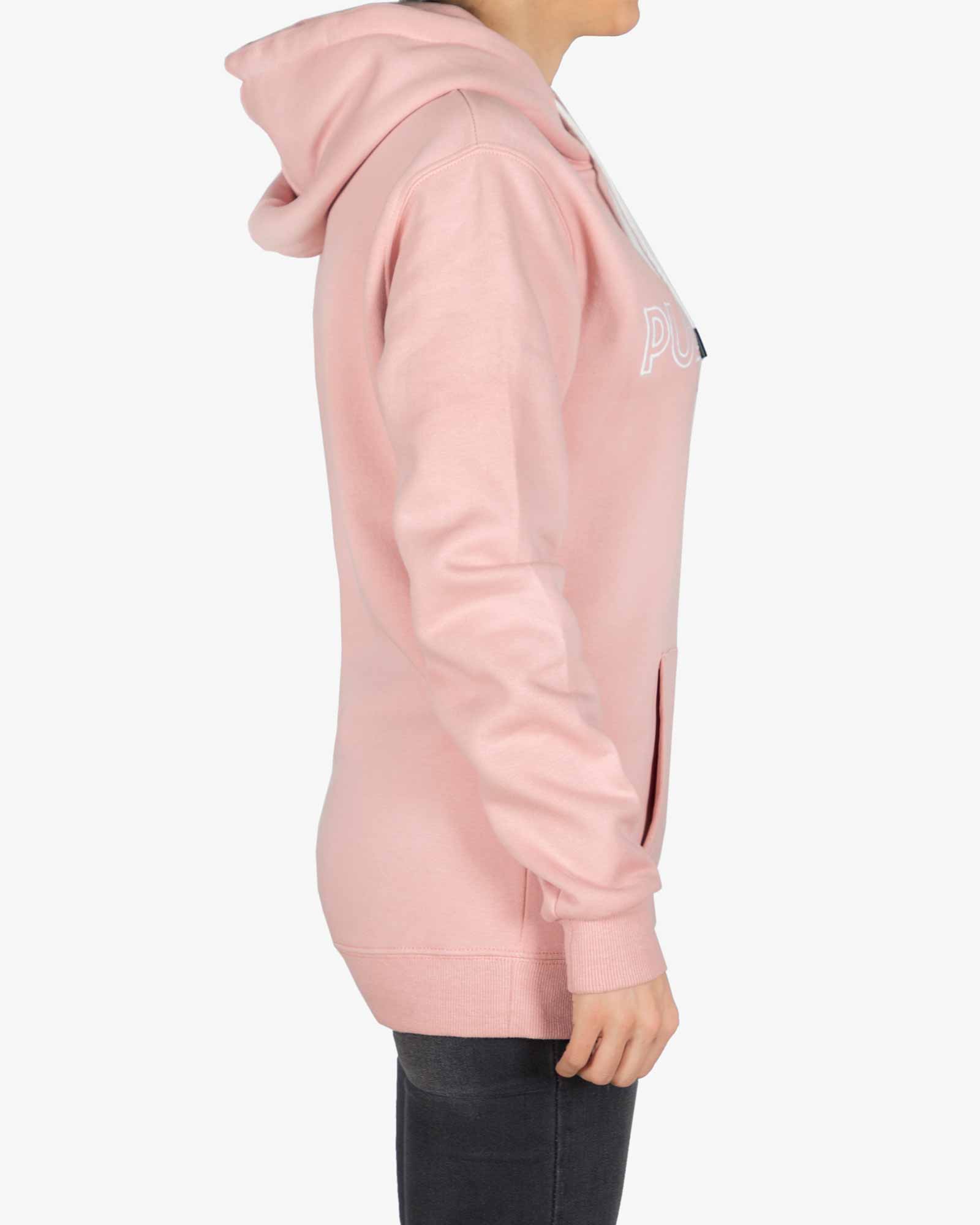 هودی دخترانه گشاد ساده - صورتی - بغل