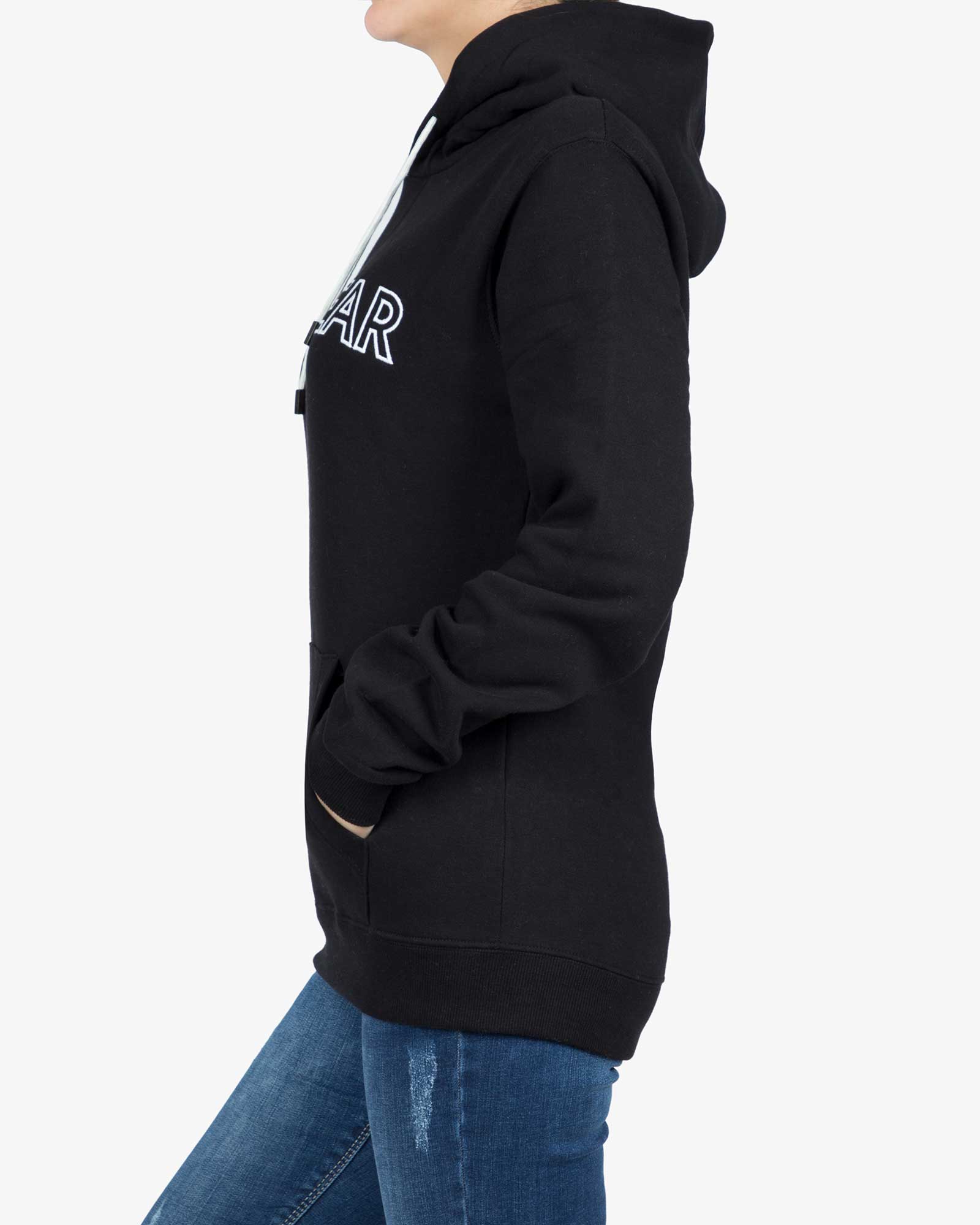 هودی دخترانه گشاد ساده - مشکی - بغل