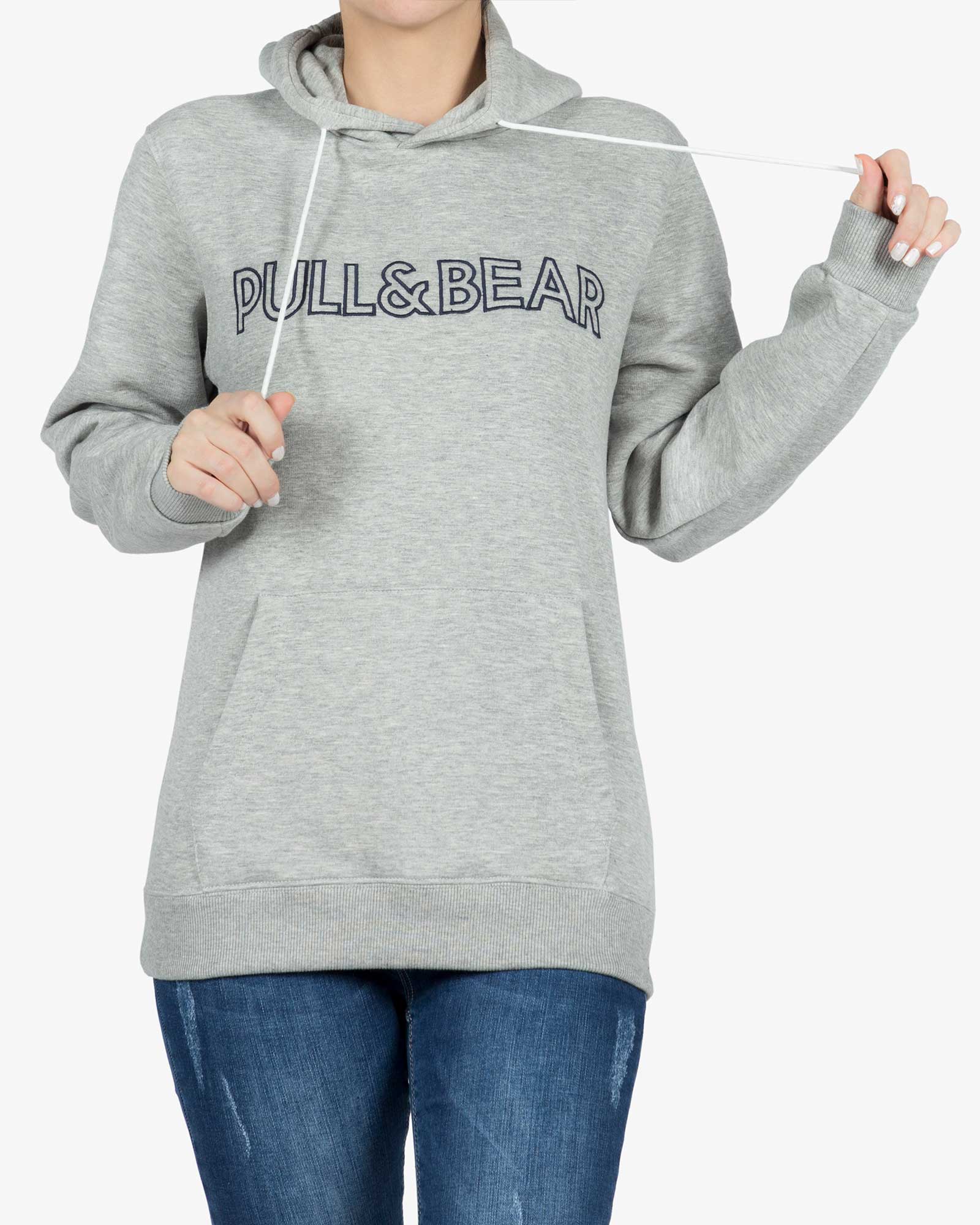 هودی دخترانه گشاد ساده - ملانژ - رو به رو