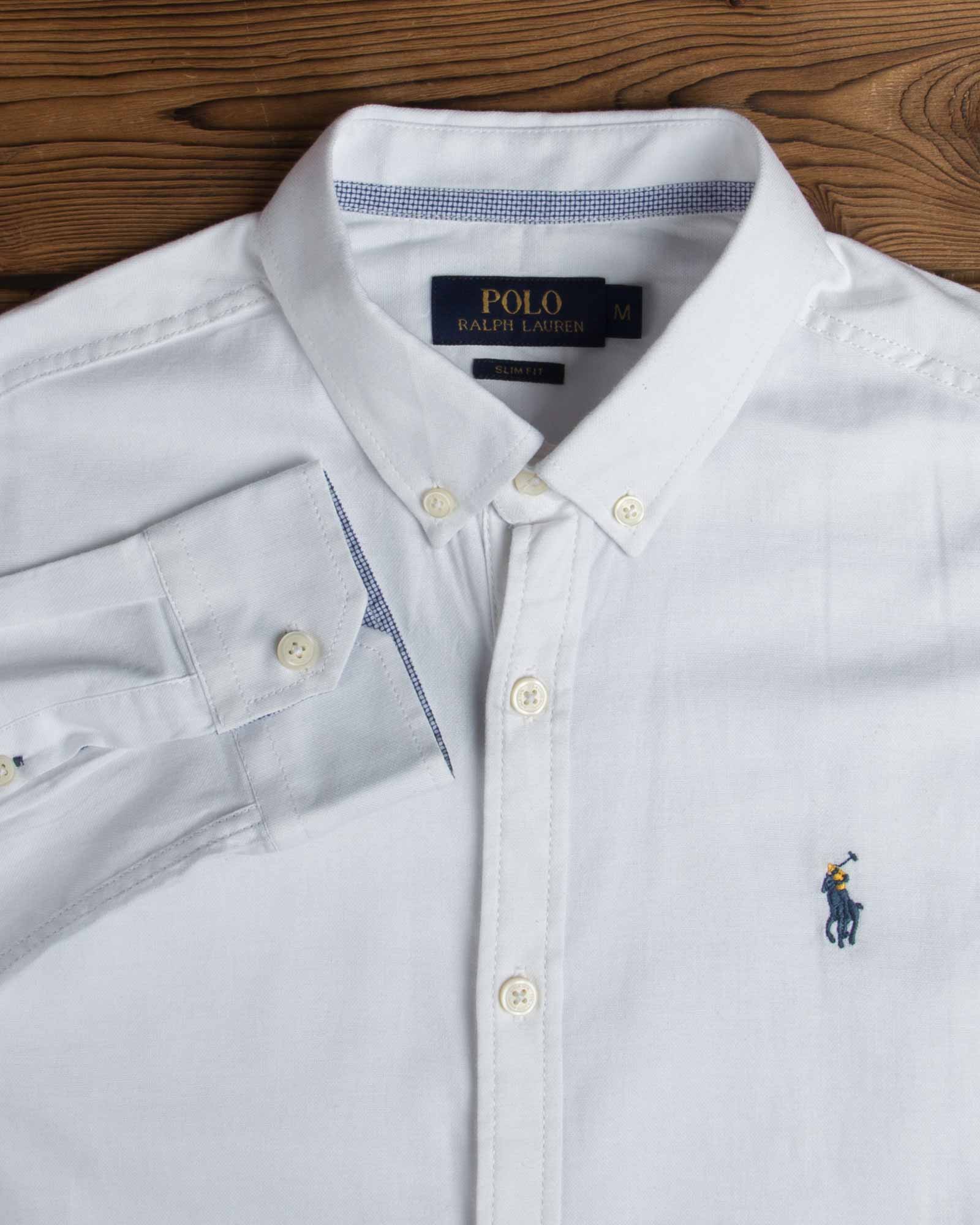 پیراهن مردانه ساده آستین بلند - سفید - یقه مردانه