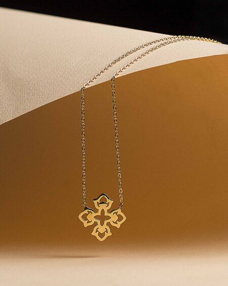 گردنبند طرح صلیب طلایی - طلایی - استیل