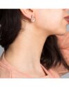 گوشواره میخی تک نگین - هلویی سیر - محیطی