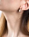 گوشواره میخی تک نگین - هلویی سیر - گوشواره رزگلد زنانه
