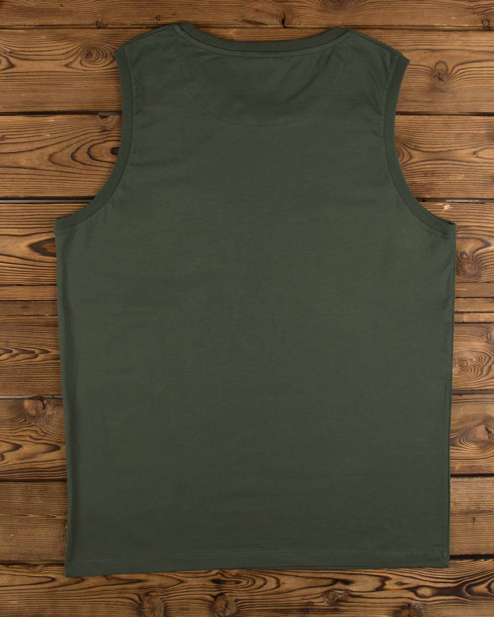 تاپ اسپرت مردانه ساده سبز - زیتونی سیر - پشت