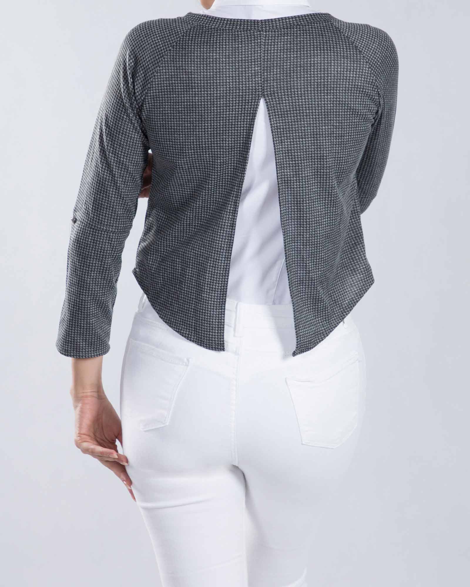 شومیز مجلسی دو تکه کوتاه - خاکستری تیره - پشت شومیز