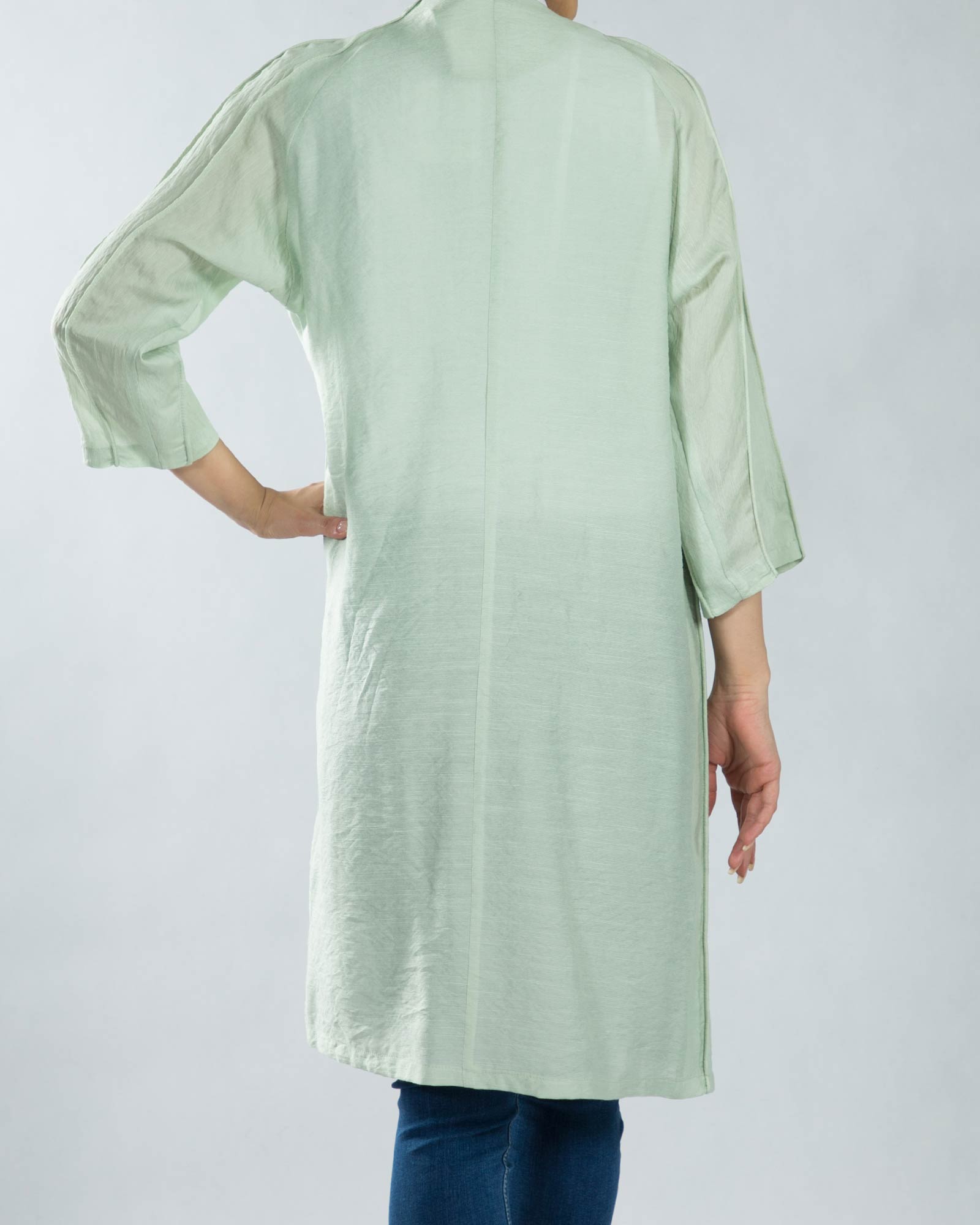 مانتو خط دار بلند - سبز پاستیلی - پشت