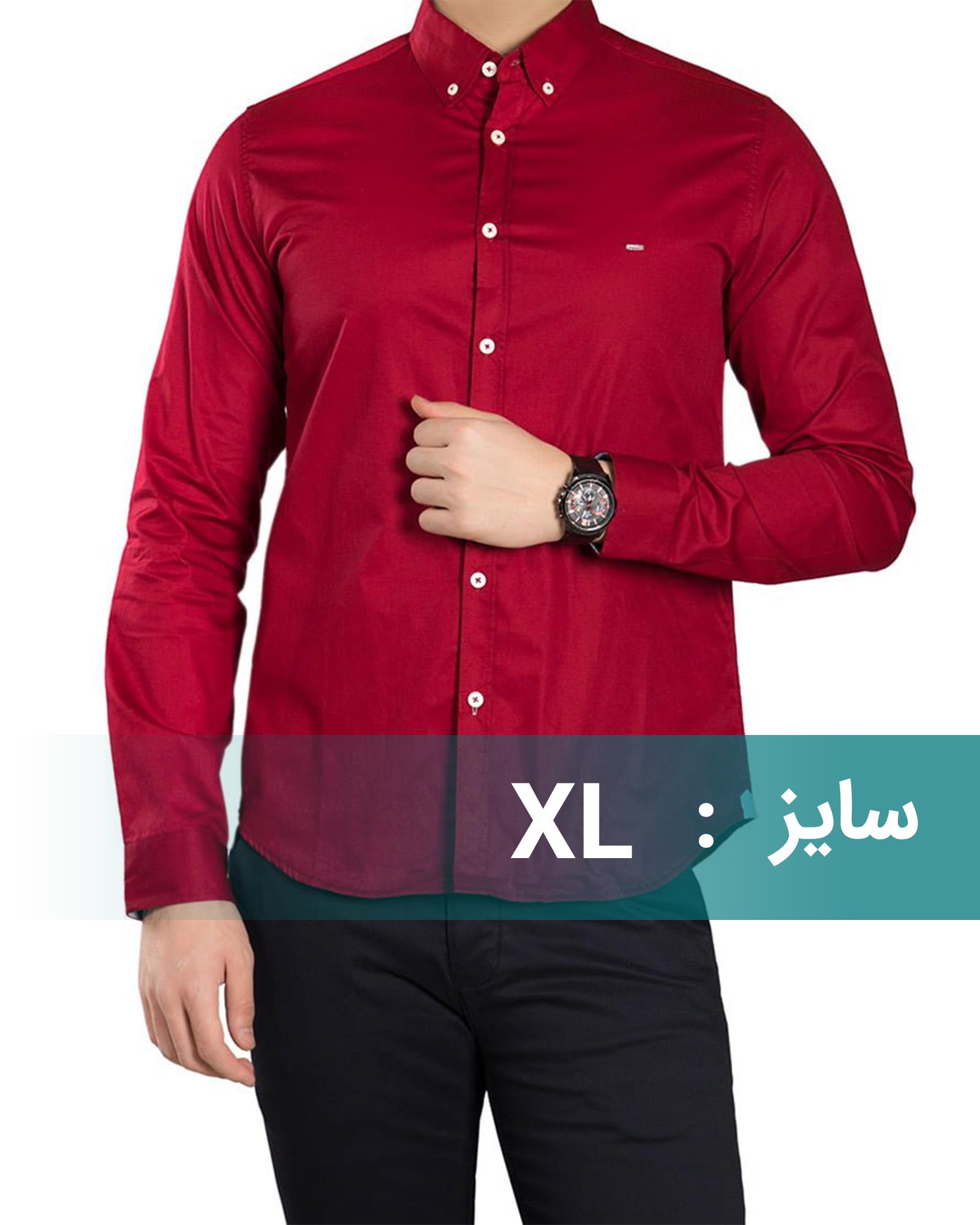 پیراهن مردانه ساده نخی (پوپلین) - قرمز