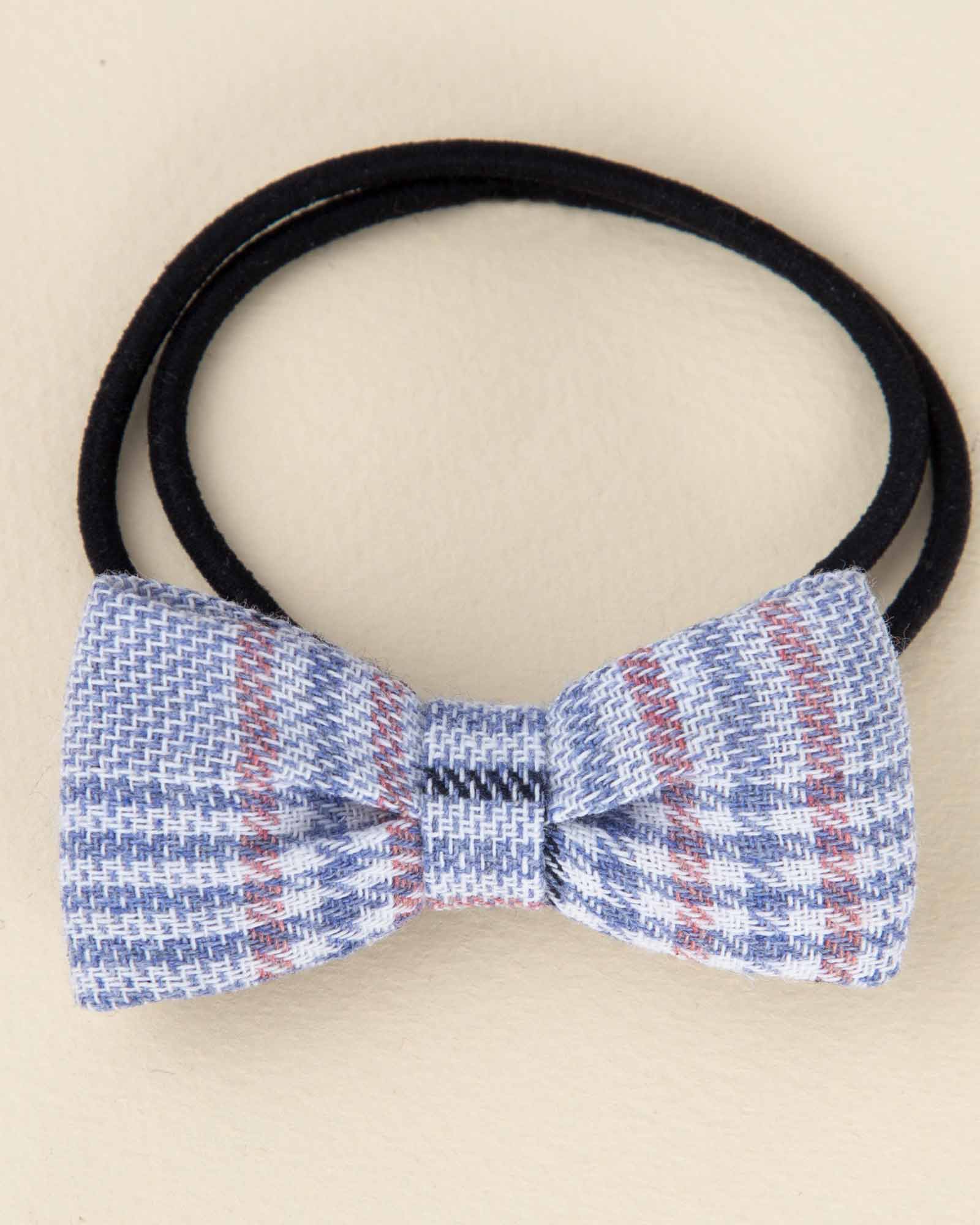 کش مو چهارخونه - آبی آسمانی - رو به رو