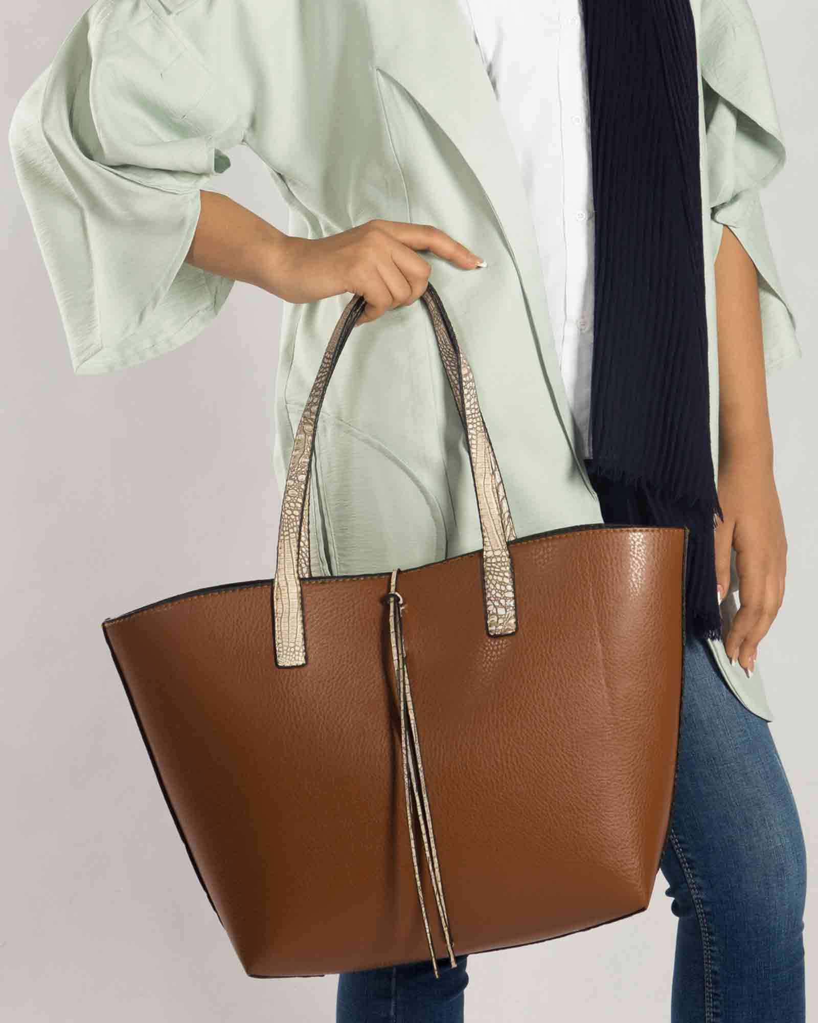 کیف دستی پوست ماری اسپرت - قهوه ای - محیطی