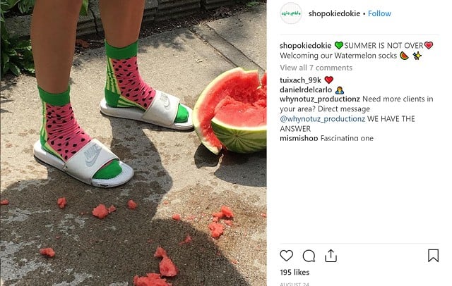 جوراب زنانه مارک اوکی دوکی با طرح هندوانه