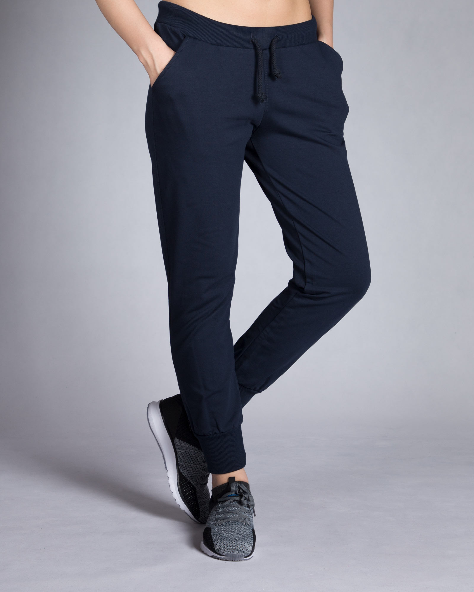 شلوار اسلش زنانه دمپا کش - سرمه ای تیره - رو به رو