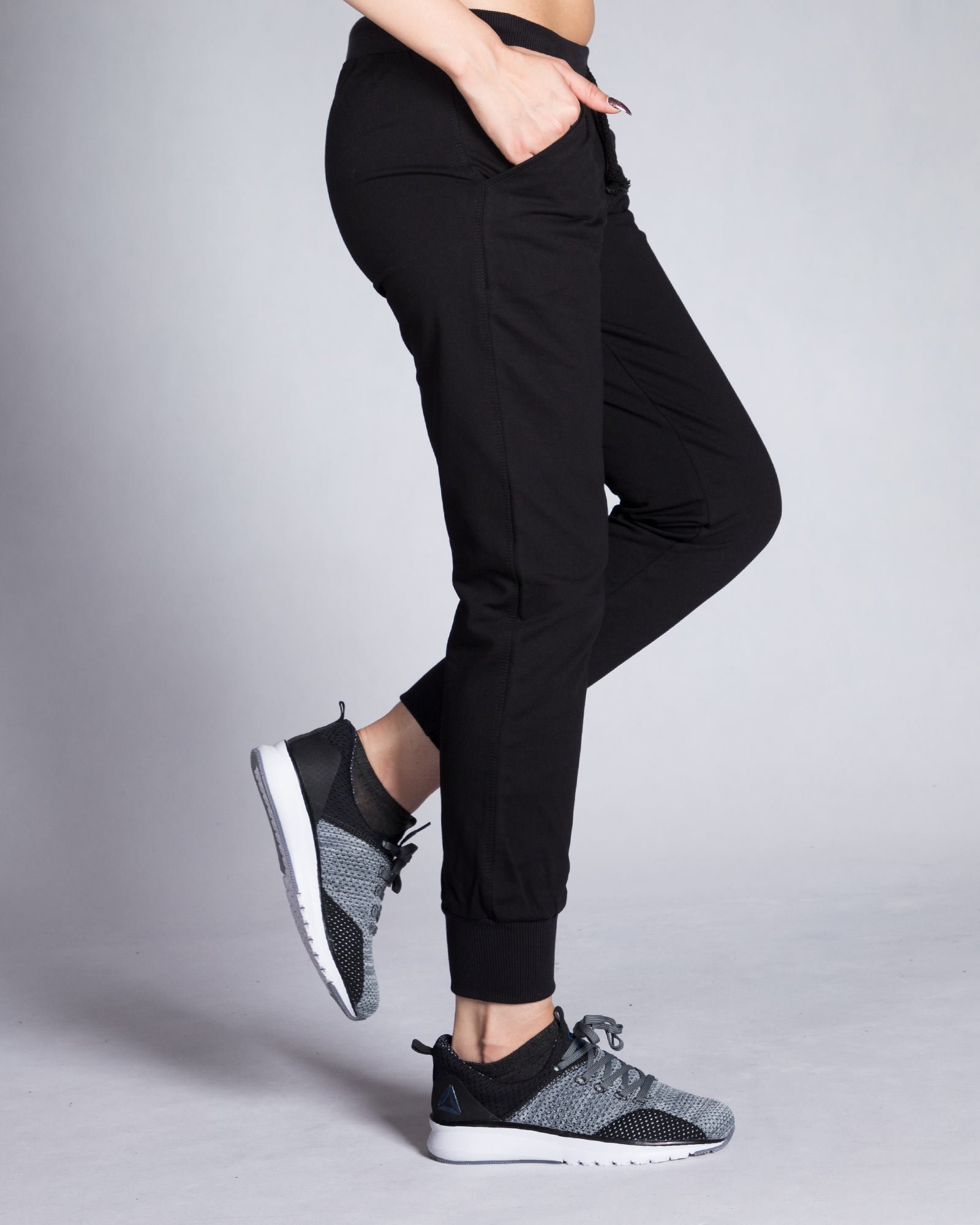 شلوار اسلش زنانه دمپا کش - مشکی - بغل