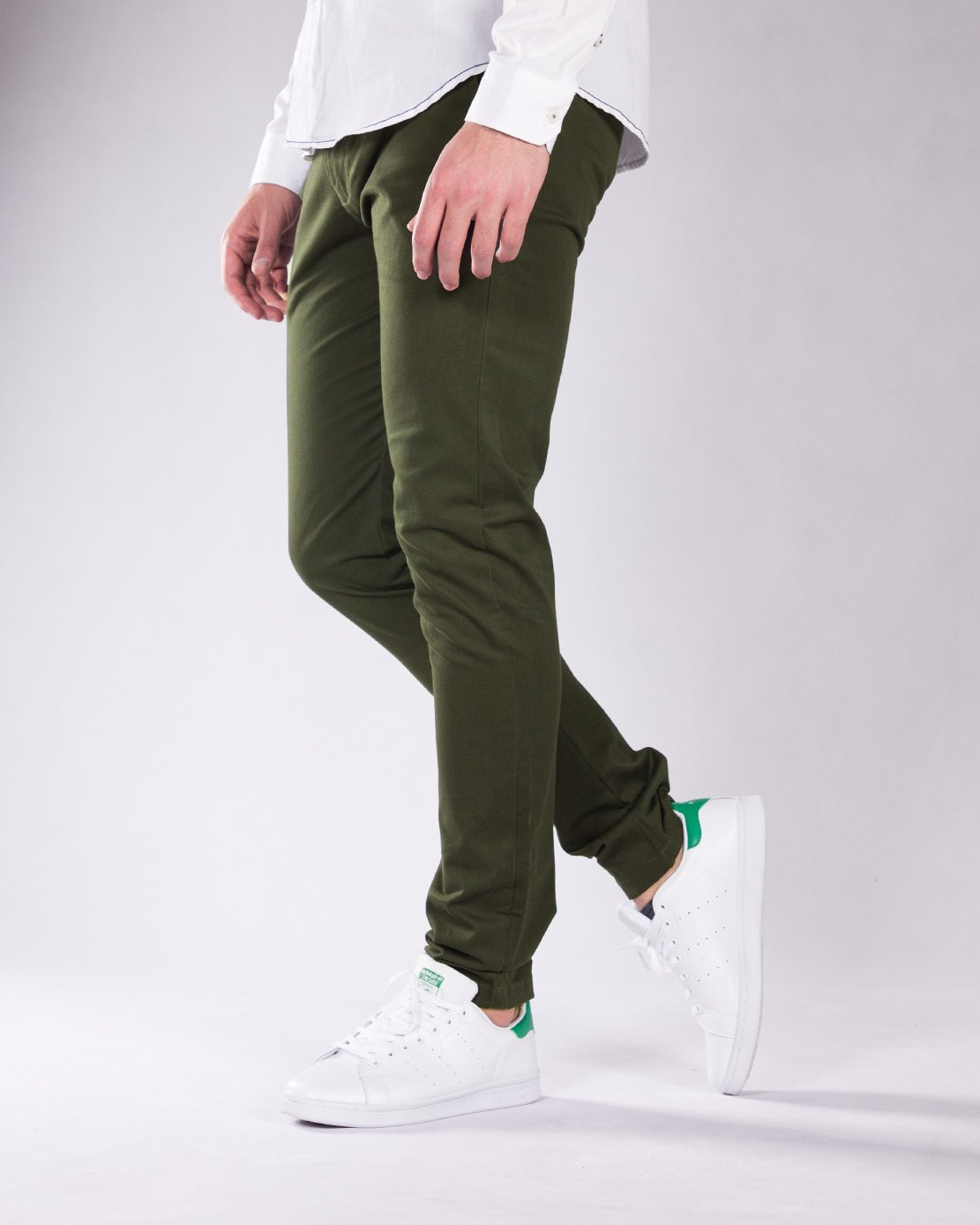 شلوار کتان سبز مردانه - سبز ارتشی - بغل