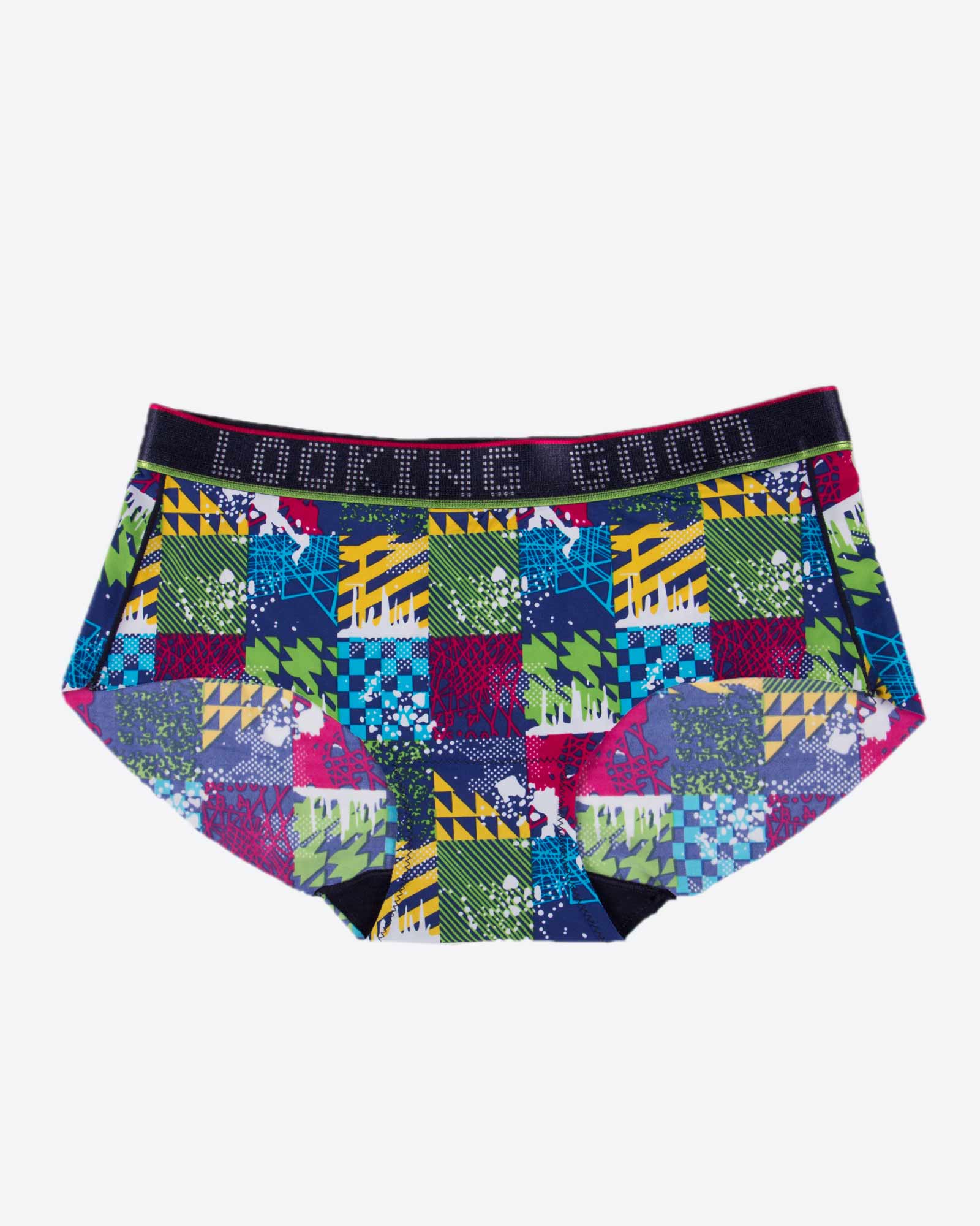 شورت زنانه اسلیپ طرح دار - سرمه ای - رو به رو