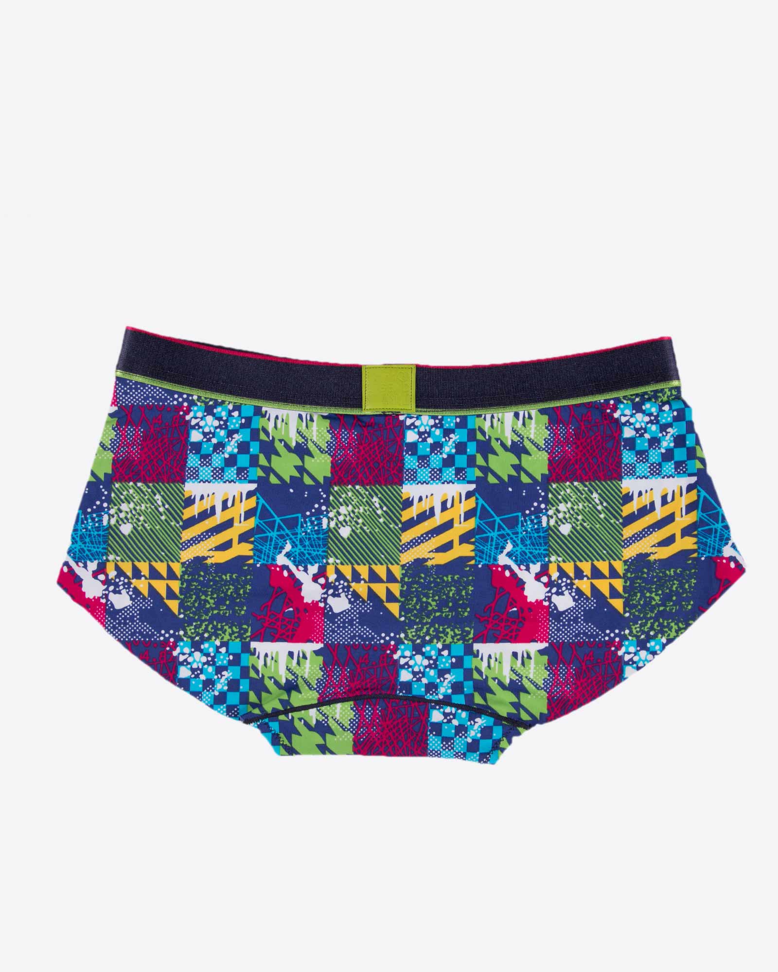 شورت زنانه اسلیپ طرح دار - سرمه ای - پشت