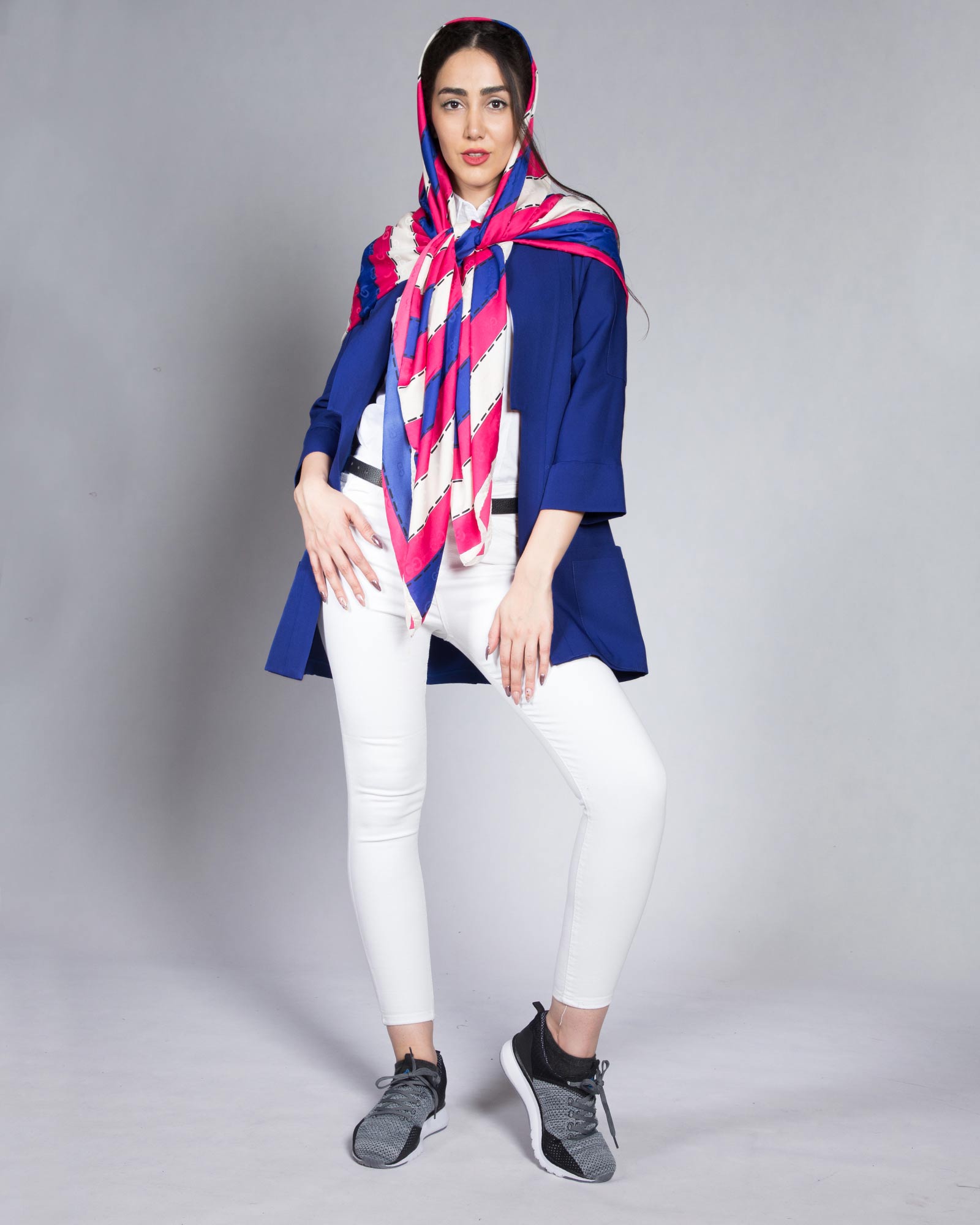 مانتو اسپرت کوتاه کرپ - آبی تیره - محیطی