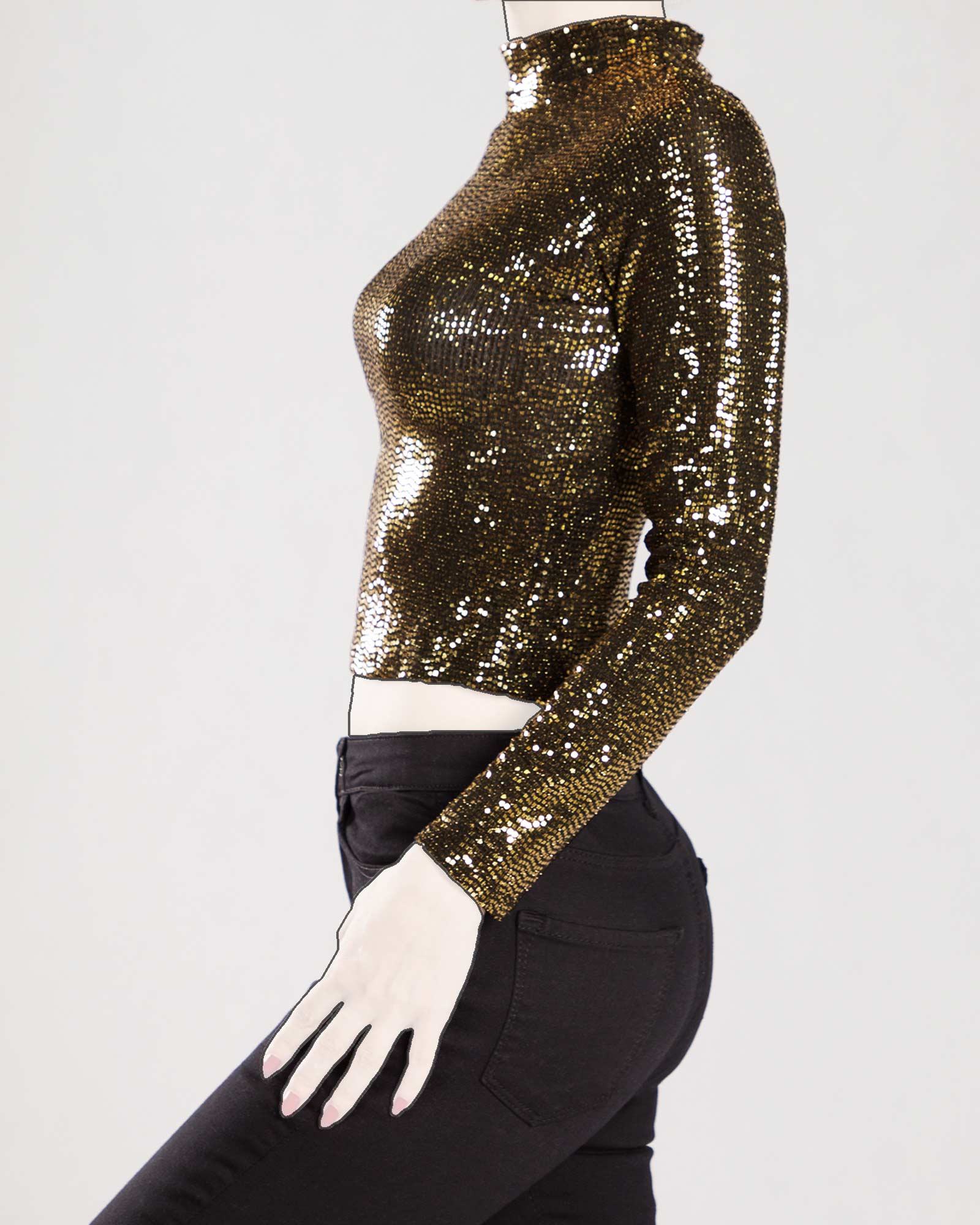 نیم تنه مجلسی پولکی - طلایی - بغل-محیطی