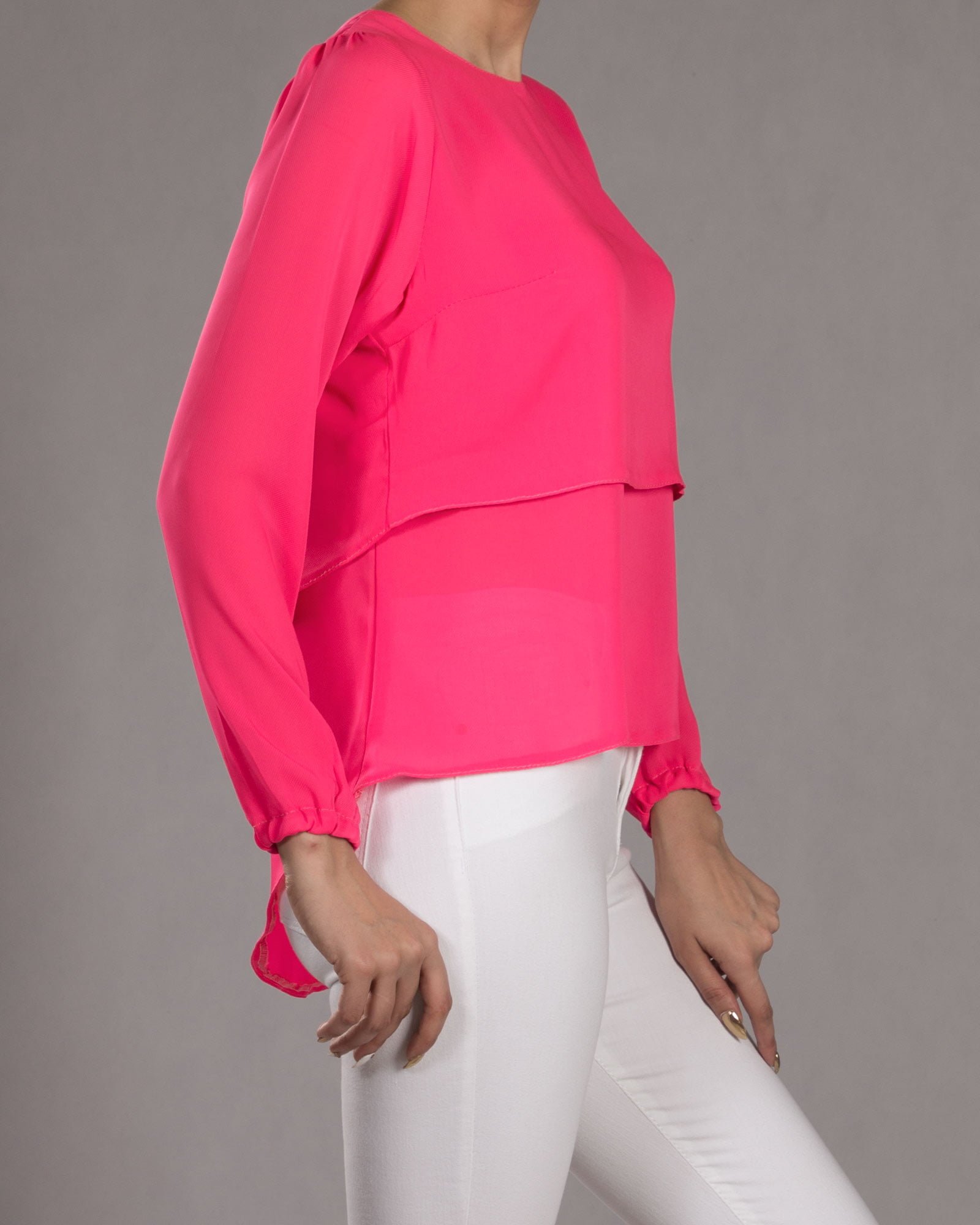 بلوز حریر مجلسی زنانه - ارغوانی روشن - بغل