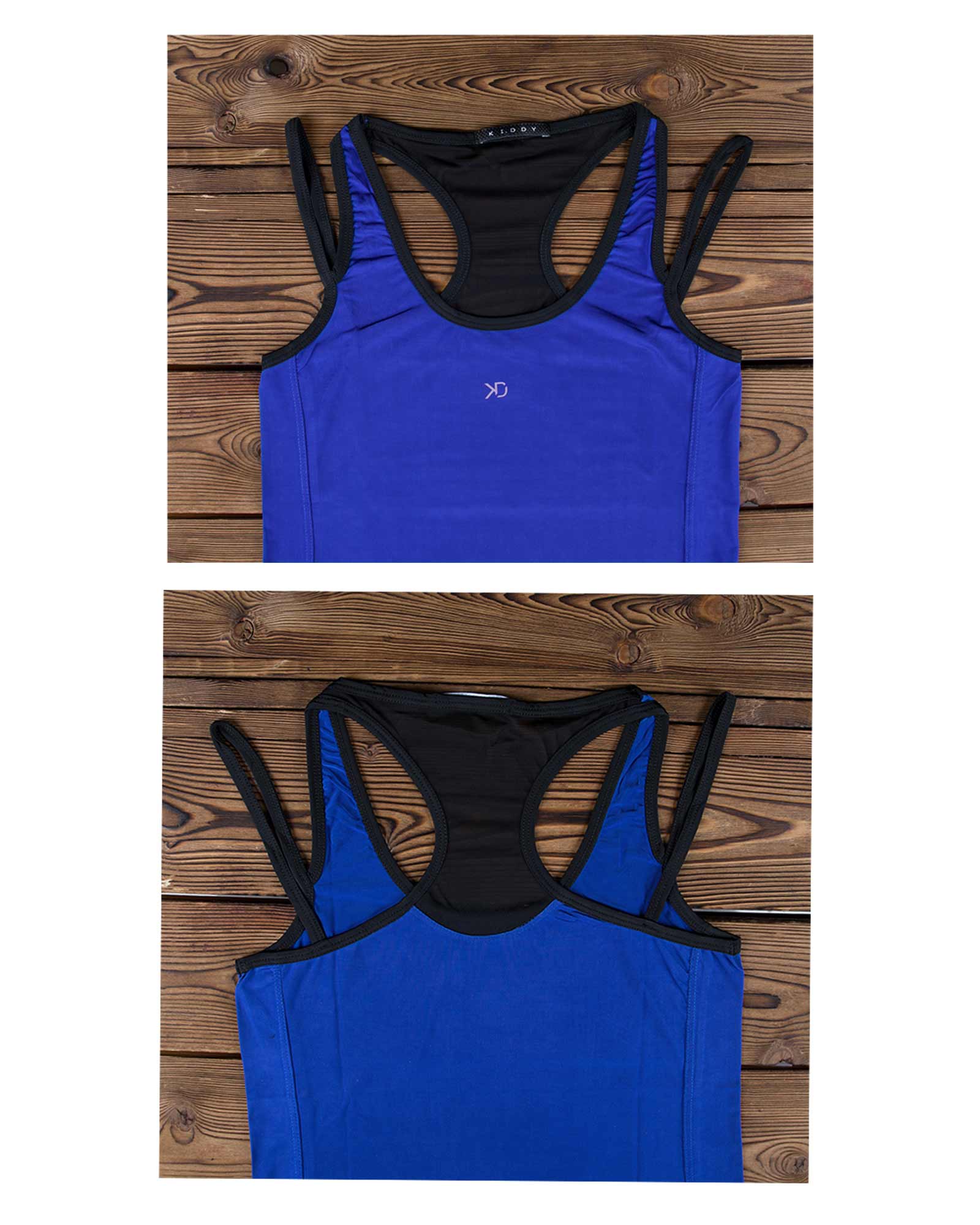 تاپ ساده اسپرت زنانه - آبی تیره - جزییات