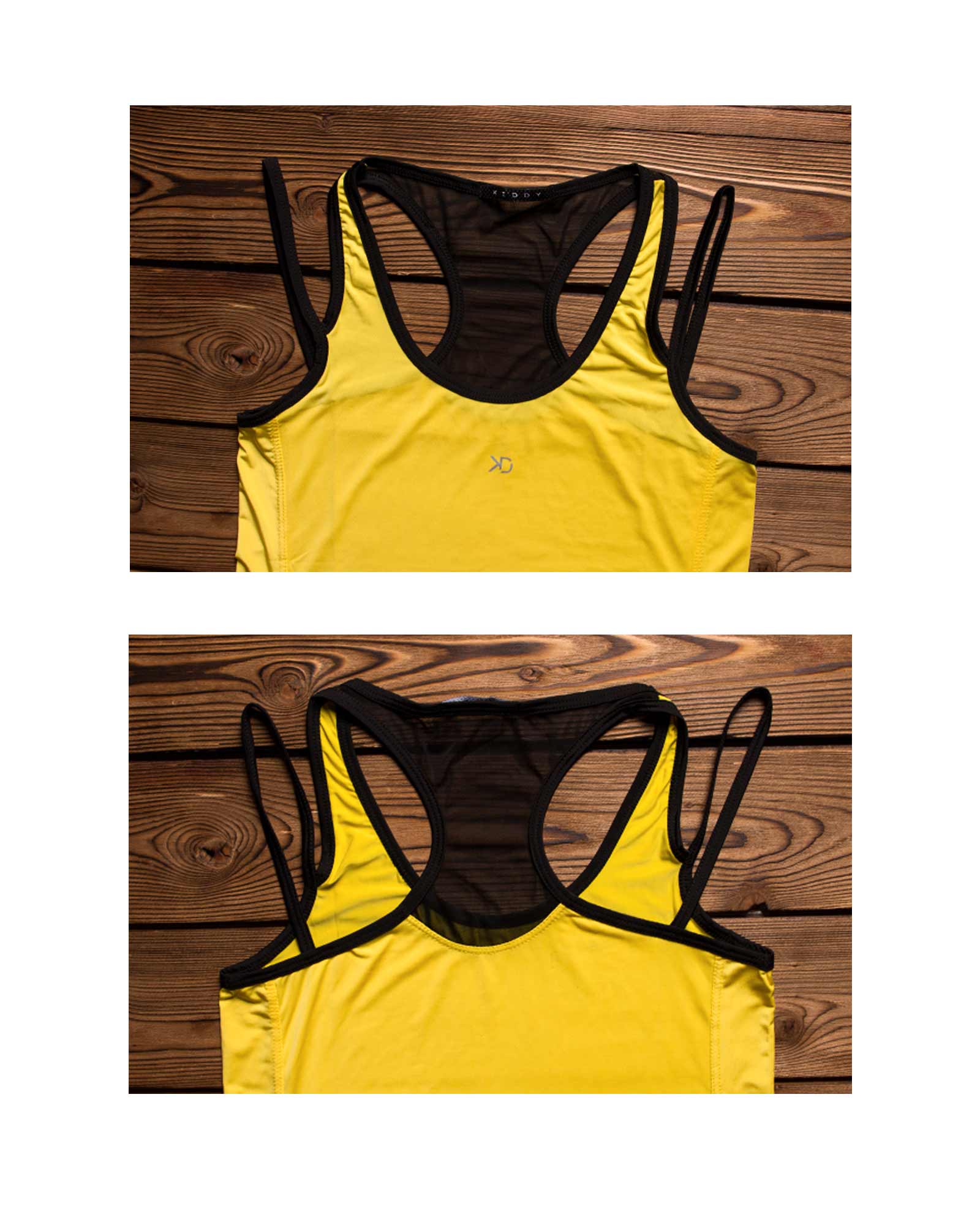 تاپ ساده اسپرت زنانه - زرد - جزییات