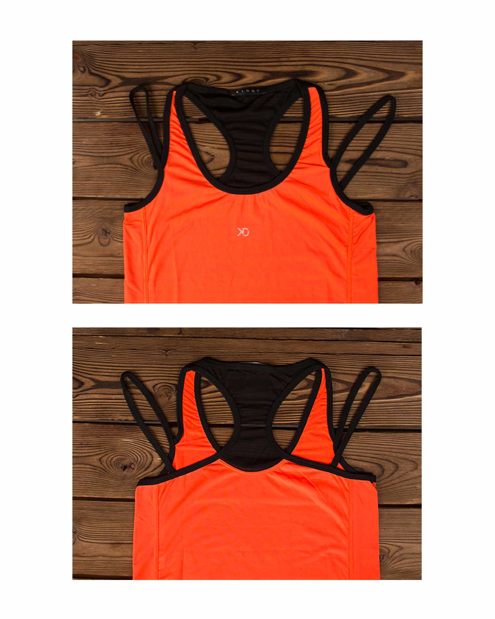 تاپ ساده اسپرت زنانه - قرمز نارنجی - جزییات