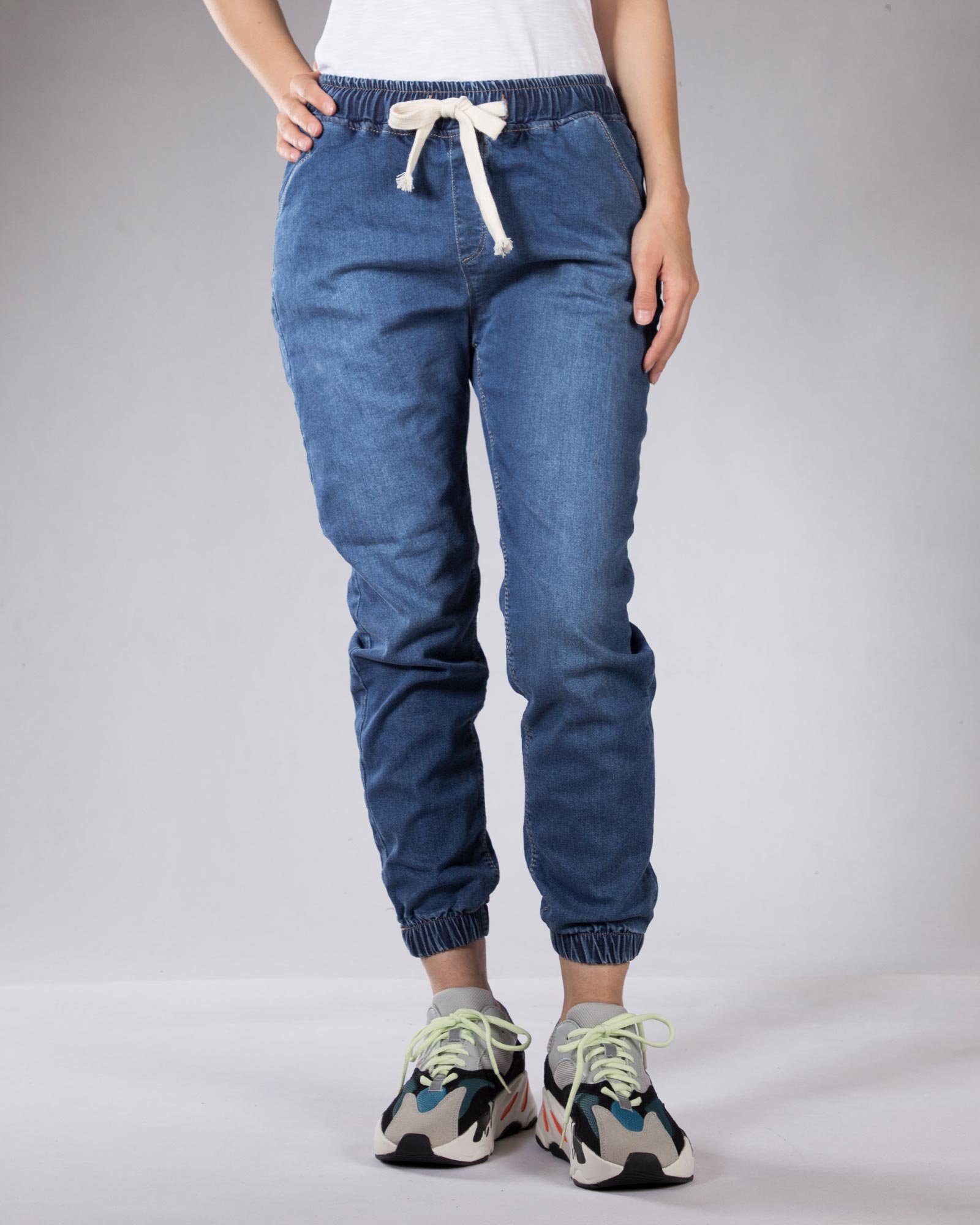 شلوار جین دمپا کش دخترانه - آبی - رو به رو