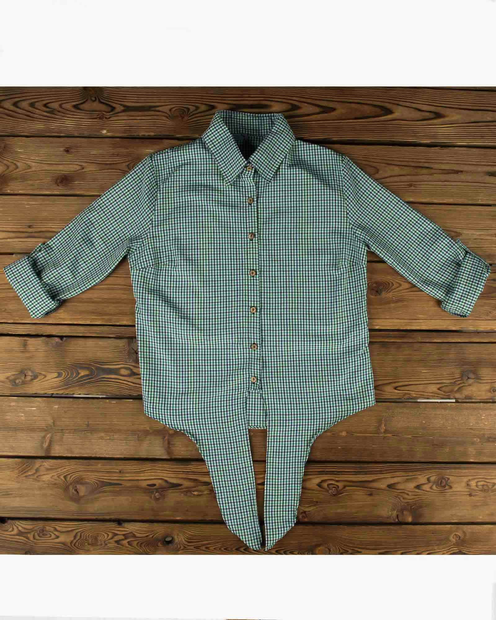 شومیز چهارخانه زنانه دو تکه - سفید - شومیز