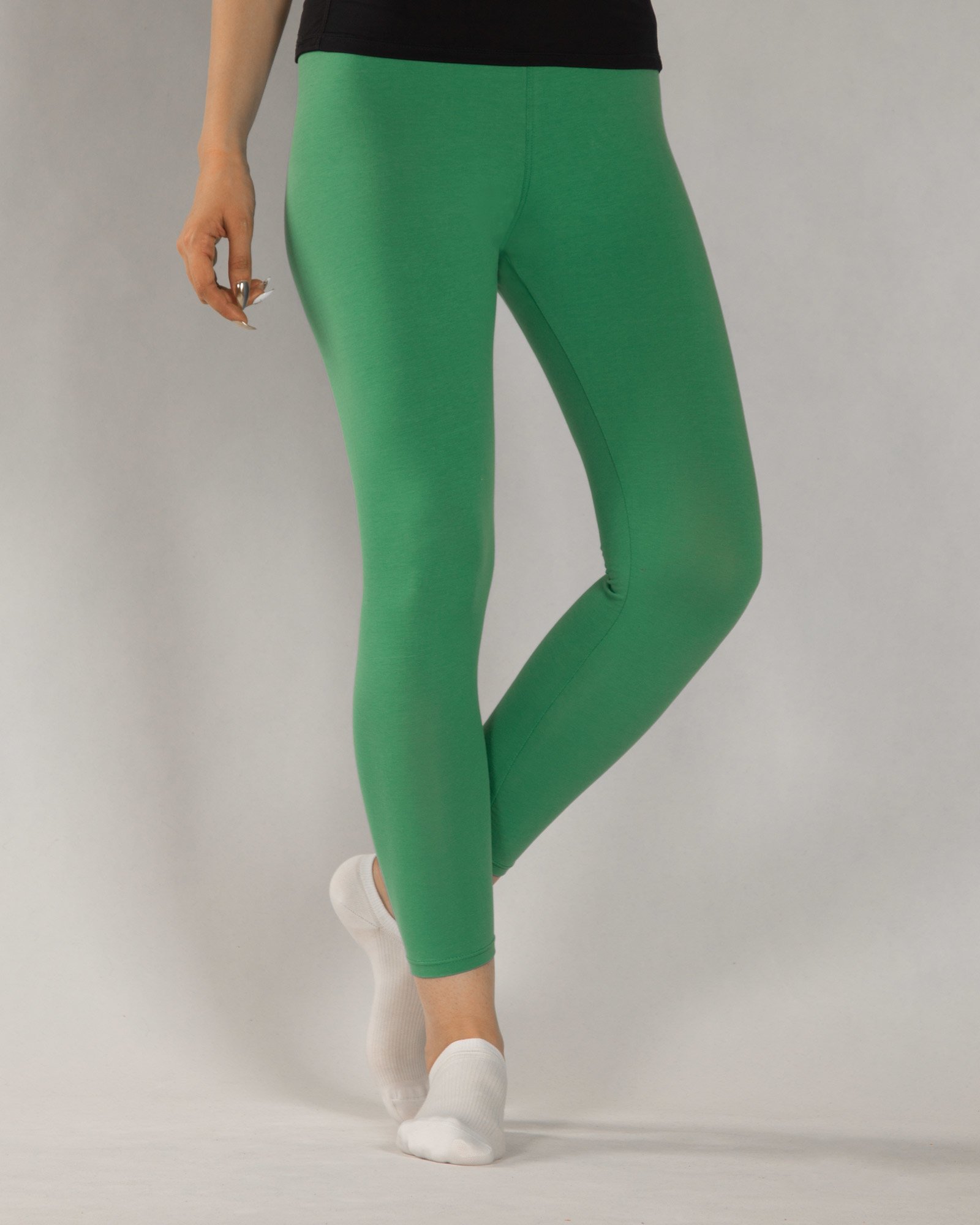 لگ ساده نخی زنانه - سبز چمنی - رو به رو