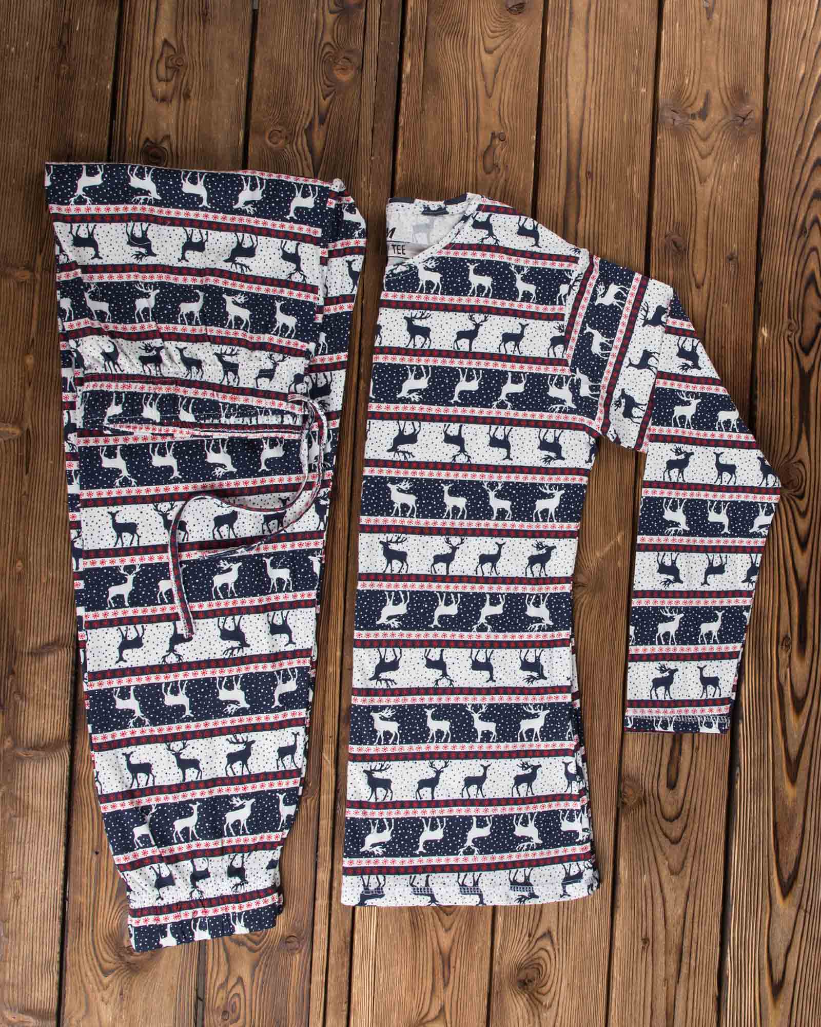 بلوز و شلوار زنانه طرح کریسمس - سرمه ای - ست بلوز و شلوار