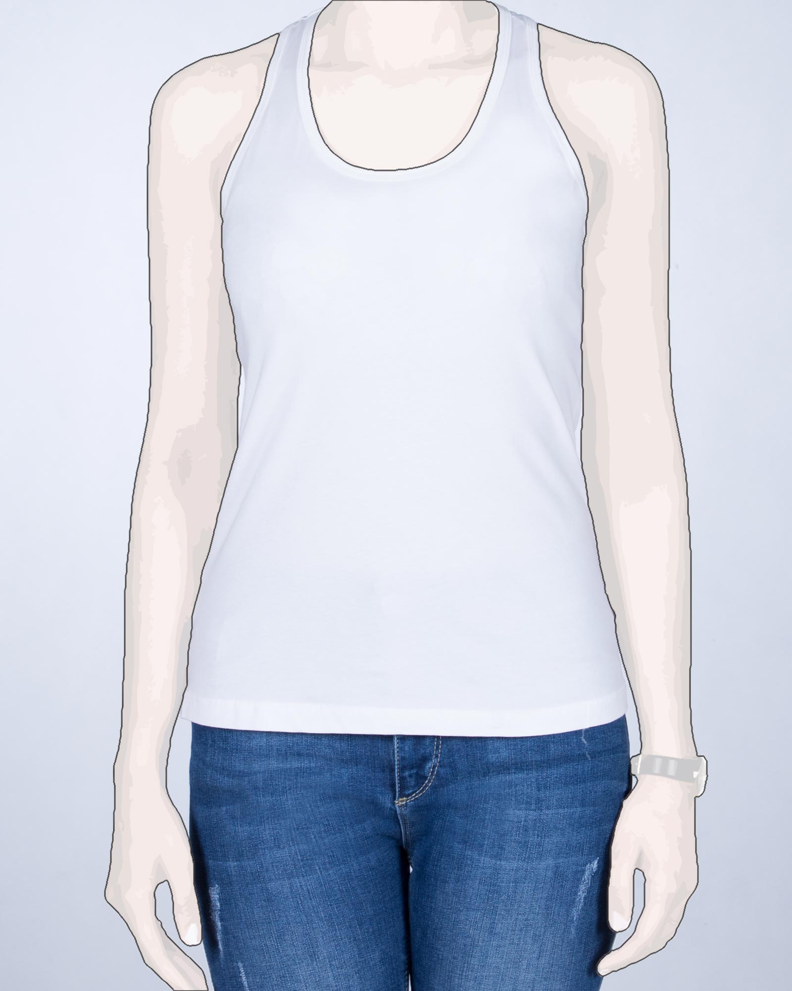 تاپ رکابی ساده زنانه - سفید -روبه-رو-محیطی