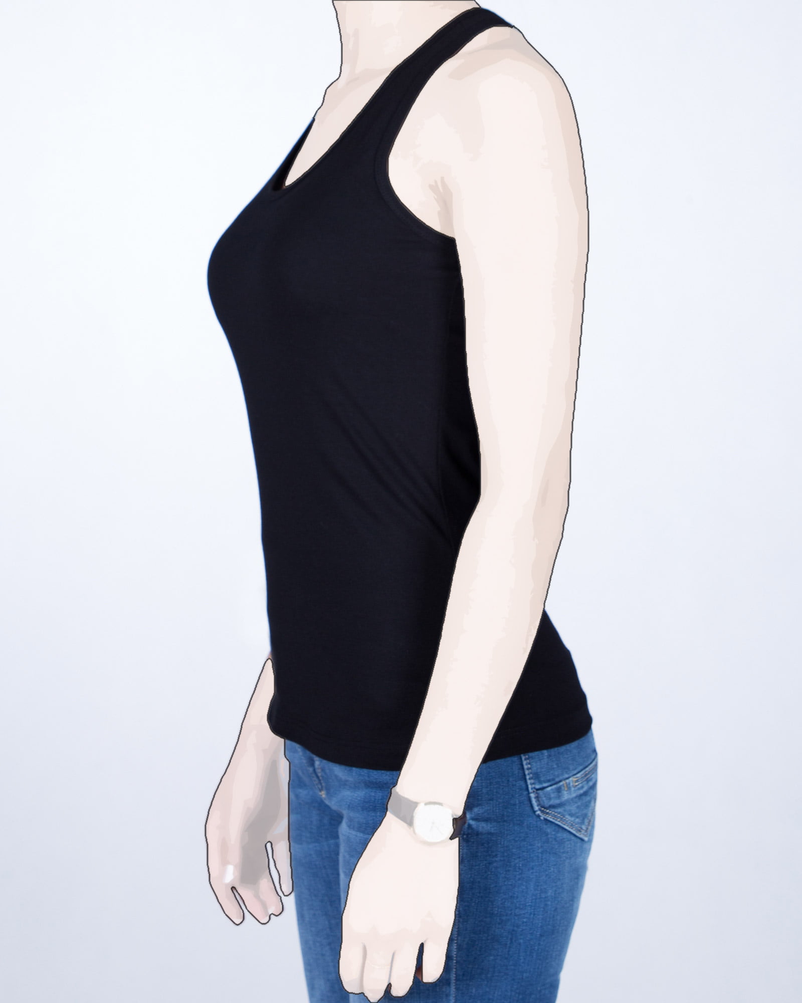 تاپ رکابی ساده زنانه مشکی-بغل