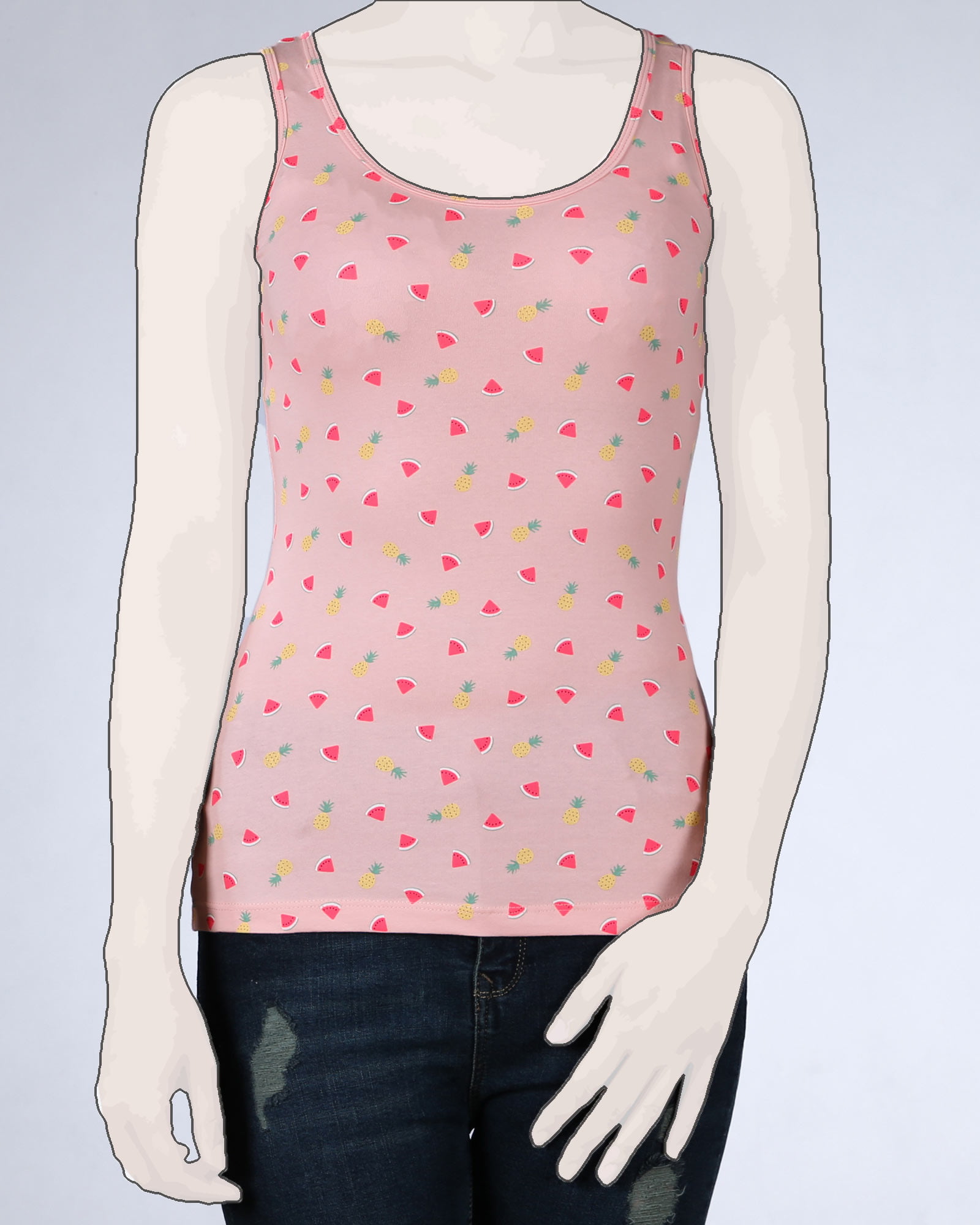 تاپ زنانه صورتی طرح دار-روبه-رو