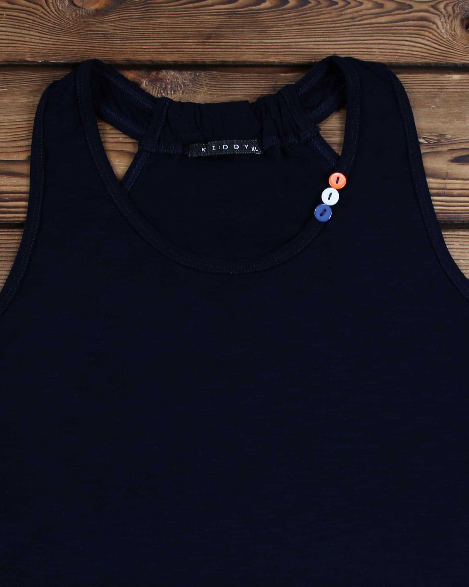 تاپ ساده نخی زنانه - سرمه ای تیره - یقه گرد