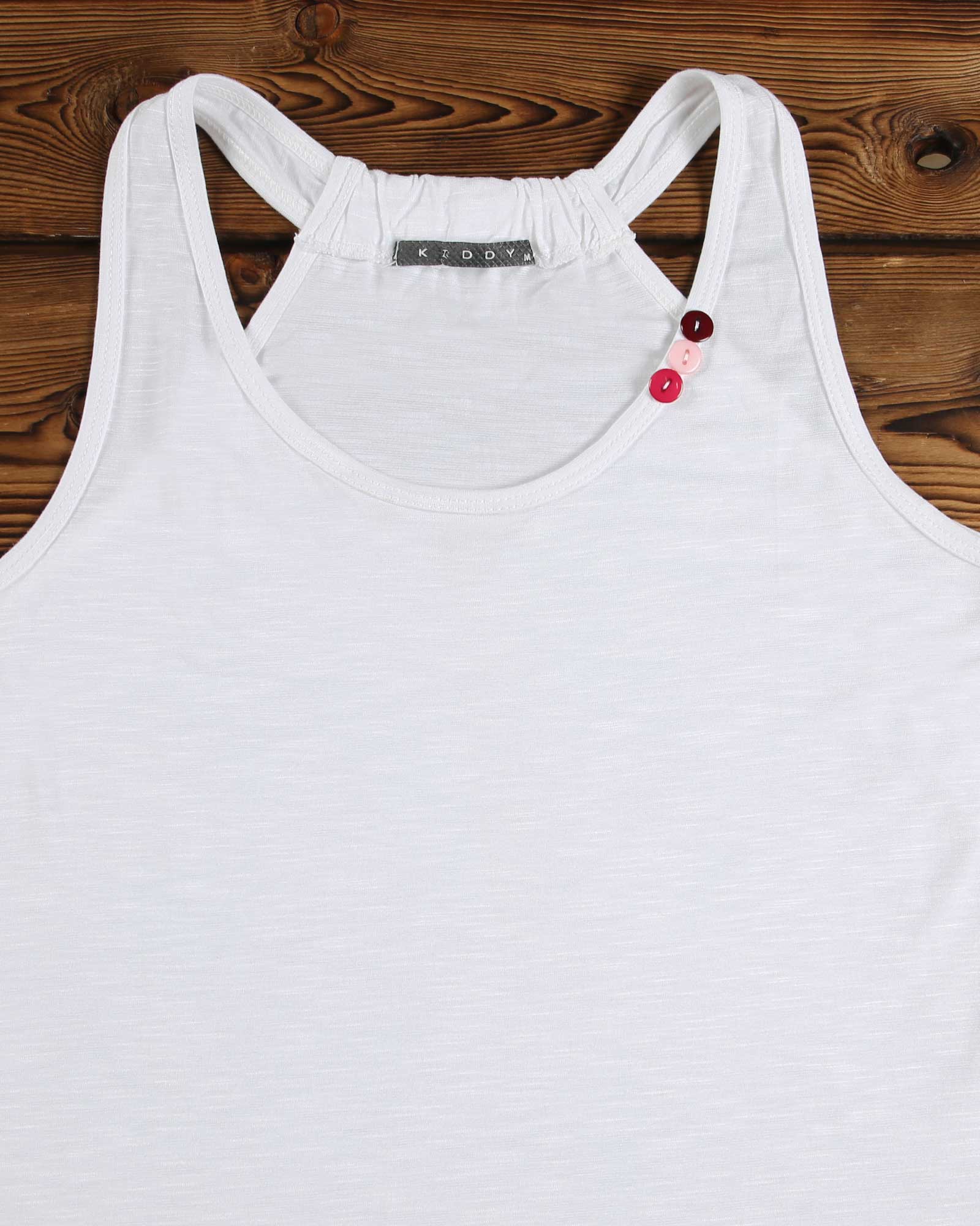 تاپ ساده نخی زنانه - سفید - یقه گرد