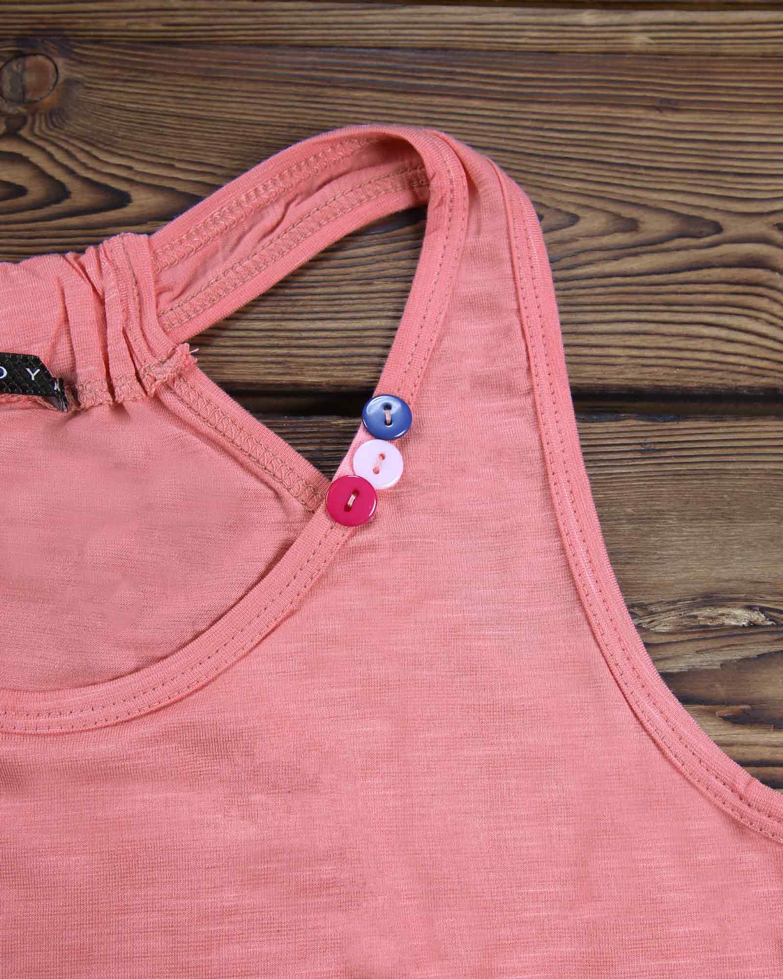 تاپ ساده نخی زنانه - صورتی کثیف - تاپ دکمه دار