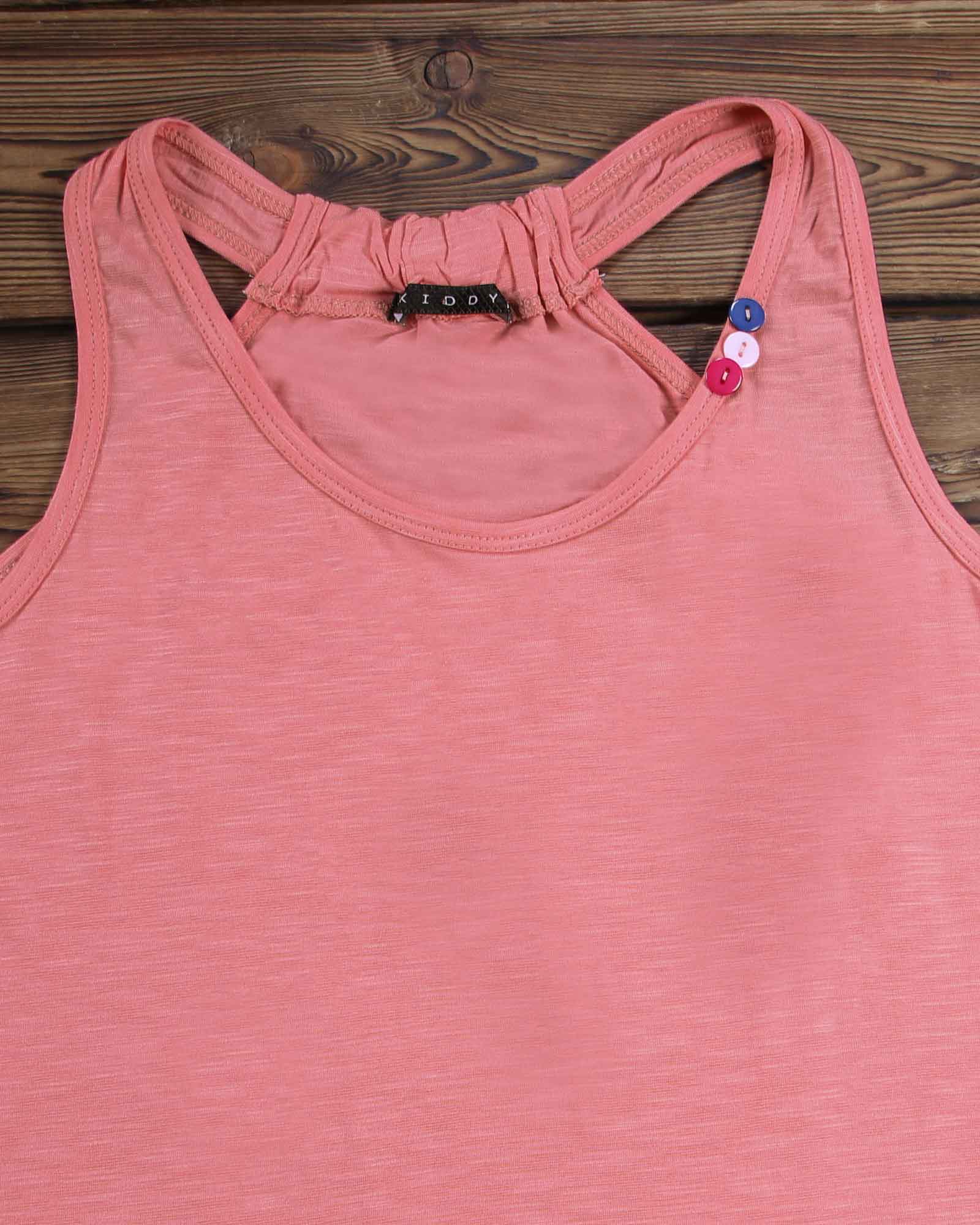 تاپ ساده نخی زنانه - صورتی کثیف - یقه گرد