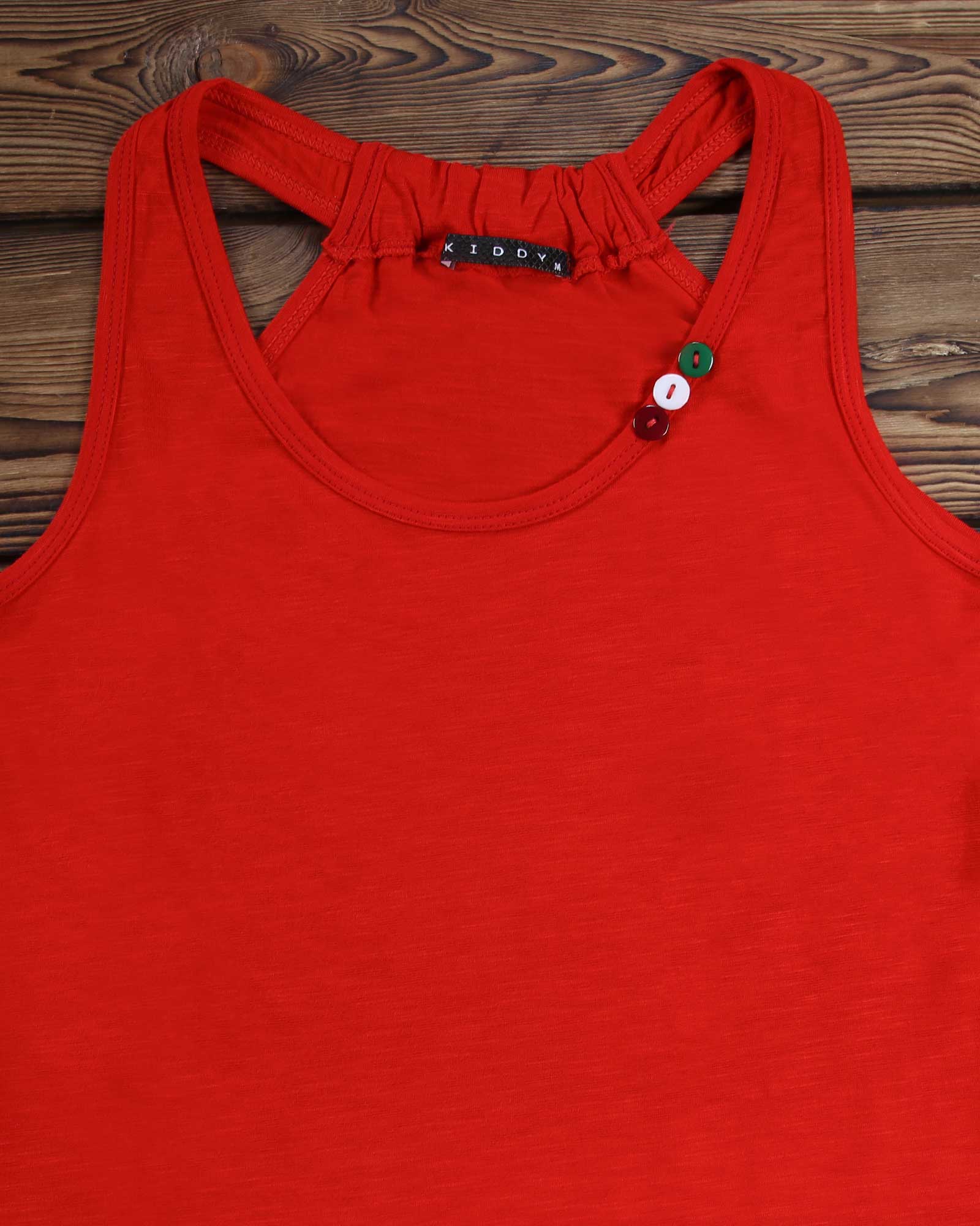 تاپ ساده نخی زنانه - قرمز - یقه گرد