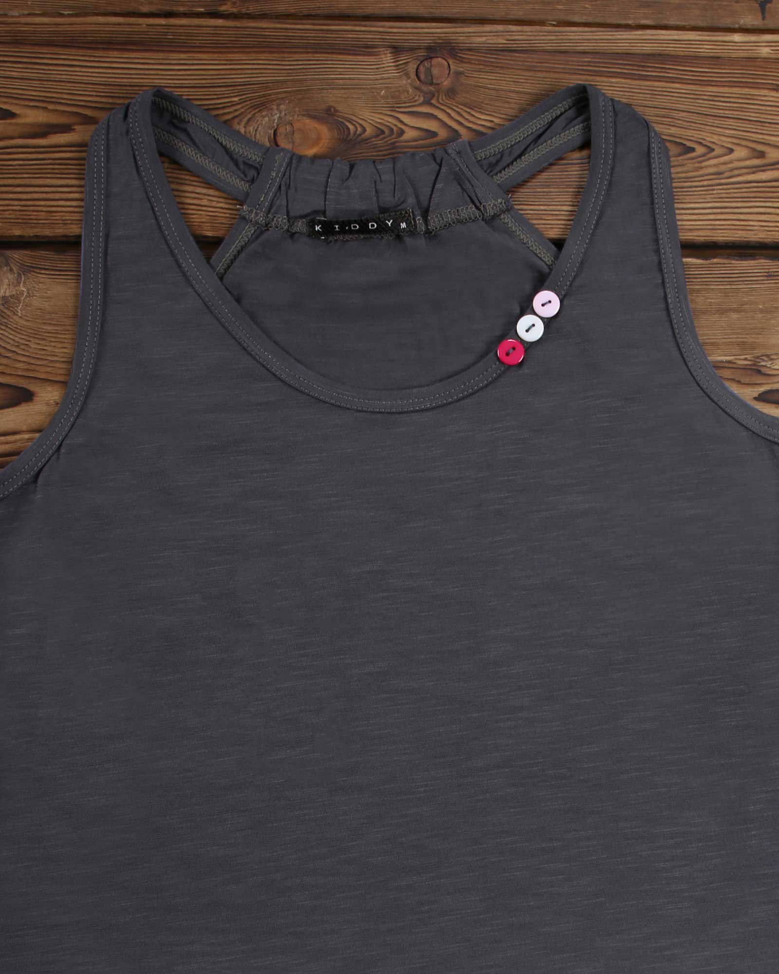 تاپ ساده نخی زنانه - ملانژ پررنگ - یقه گرد