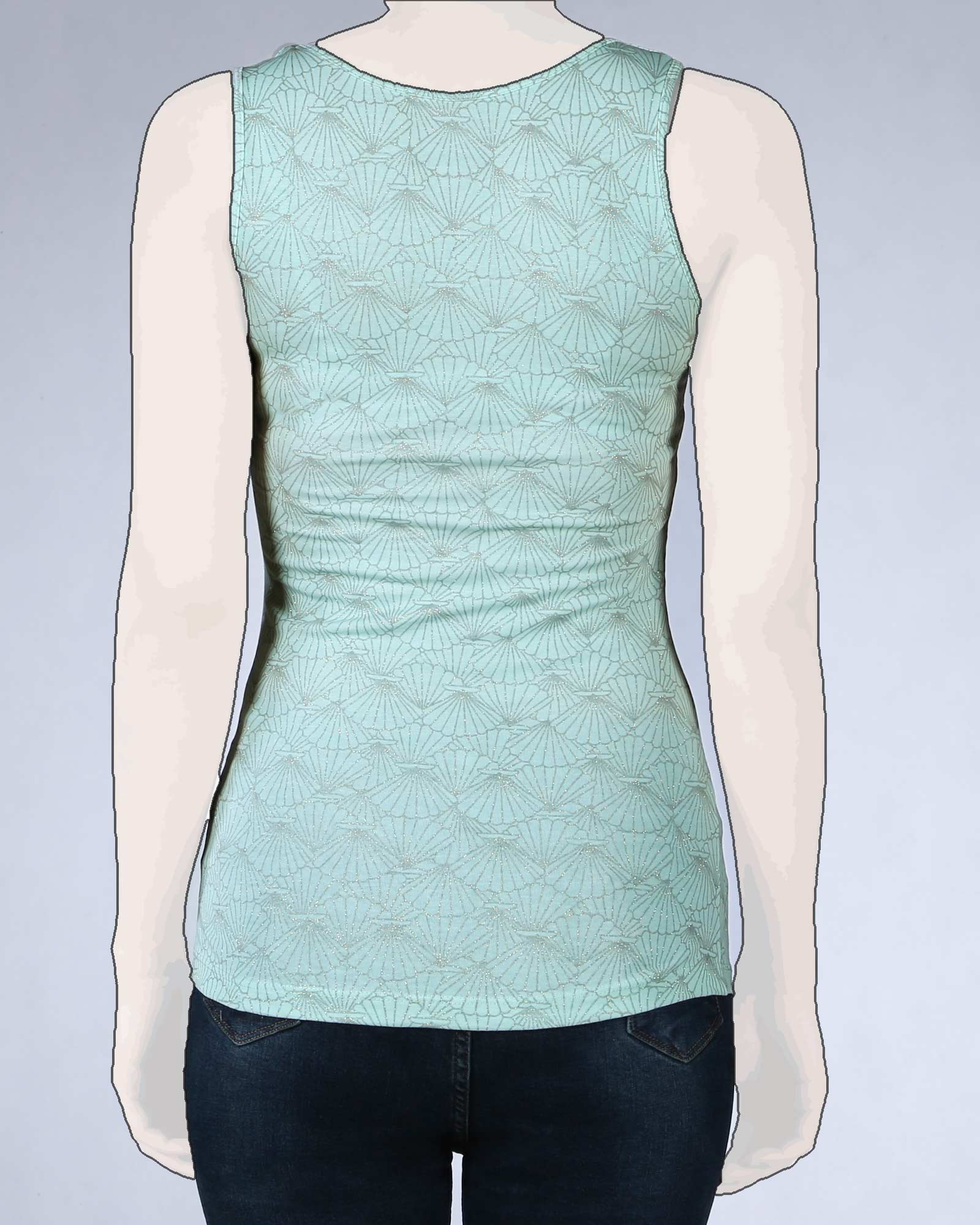 تاپ نخی کشی زنانه سبز-پشت