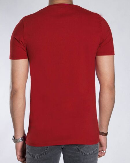 تیشرت اسپرت طرح دار مردانه - قرمز روشن - پشت